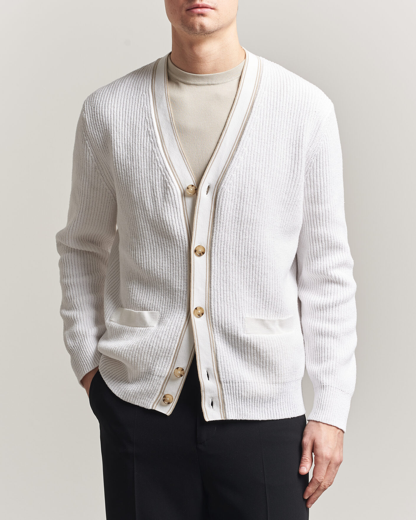 Herre | Trøjer | BOSS BLACK | Napoli Knitted Cardigan White
