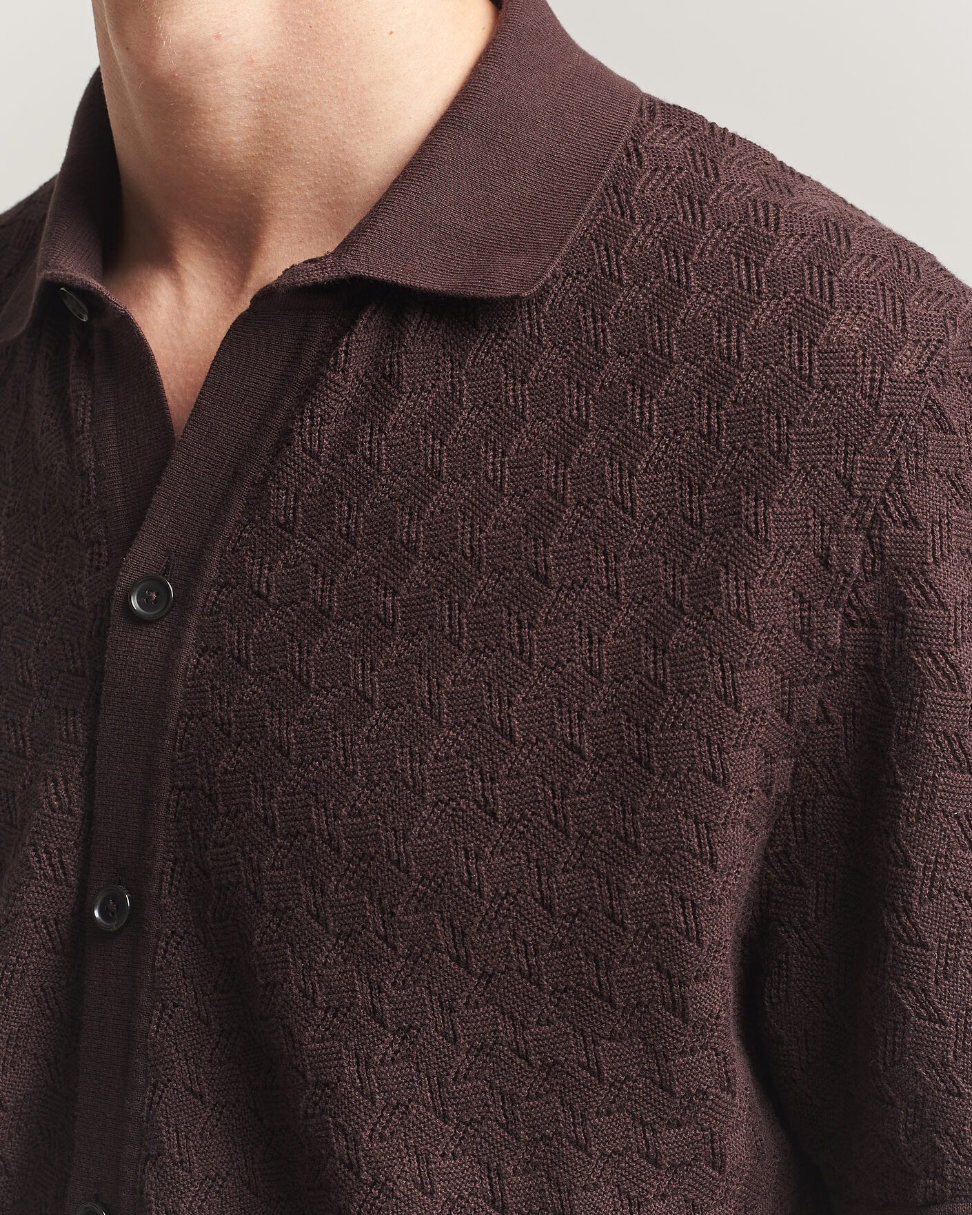 Herre | Skjorter | BOSS BLACK | Nappo Knitted Short Sleeve Shirt Dark Brown