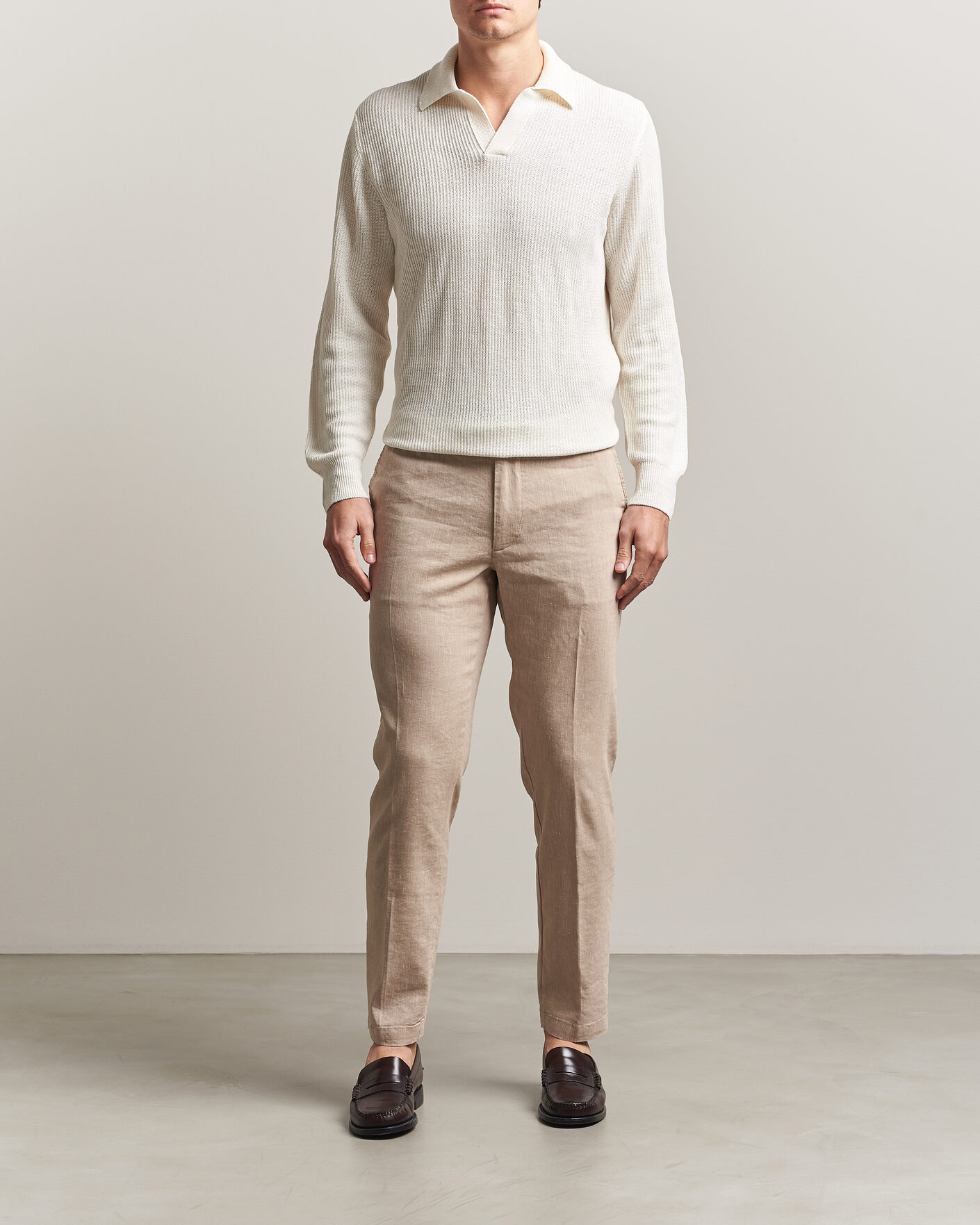 Herre | Bukser | BOSS BLACK | Kane Linen Drawstring Trousers Open Beige