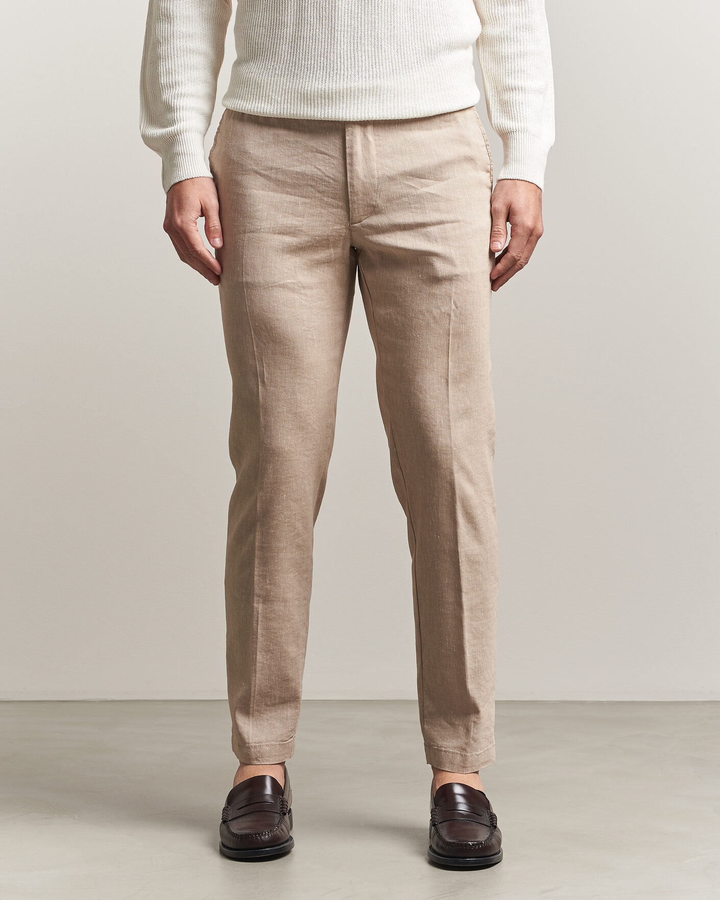 Herre | Bukser | BOSS BLACK | Kane Linen Drawstring Trousers Open Beige