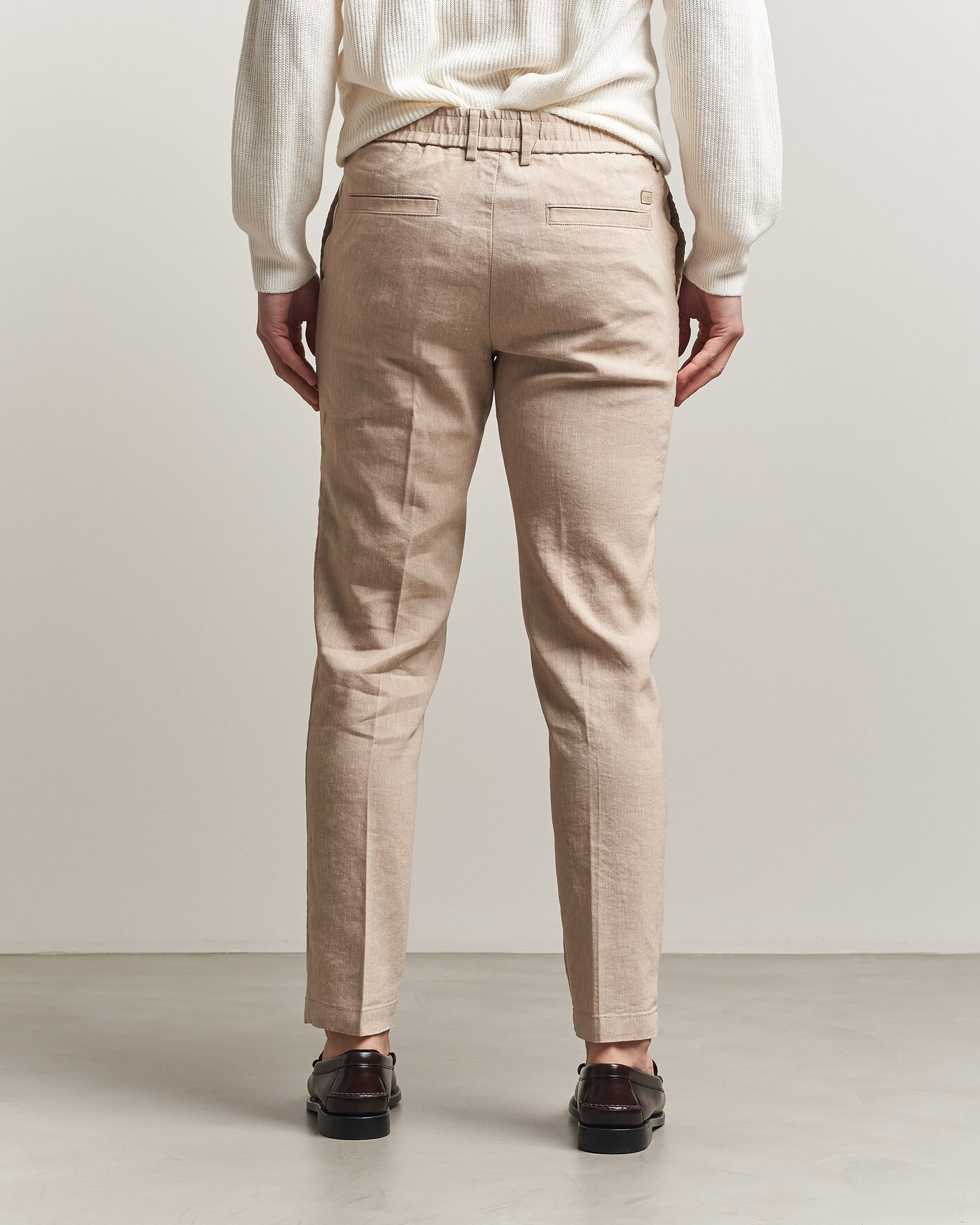 Herre | Bukser | BOSS BLACK | Kane Linen Drawstring Trousers Open Beige