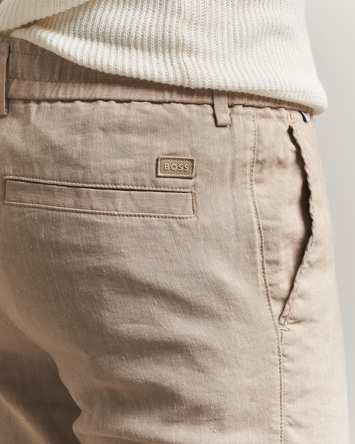 Herre | Bukser | BOSS BLACK | Kane Linen Drawstring Trousers Open Beige