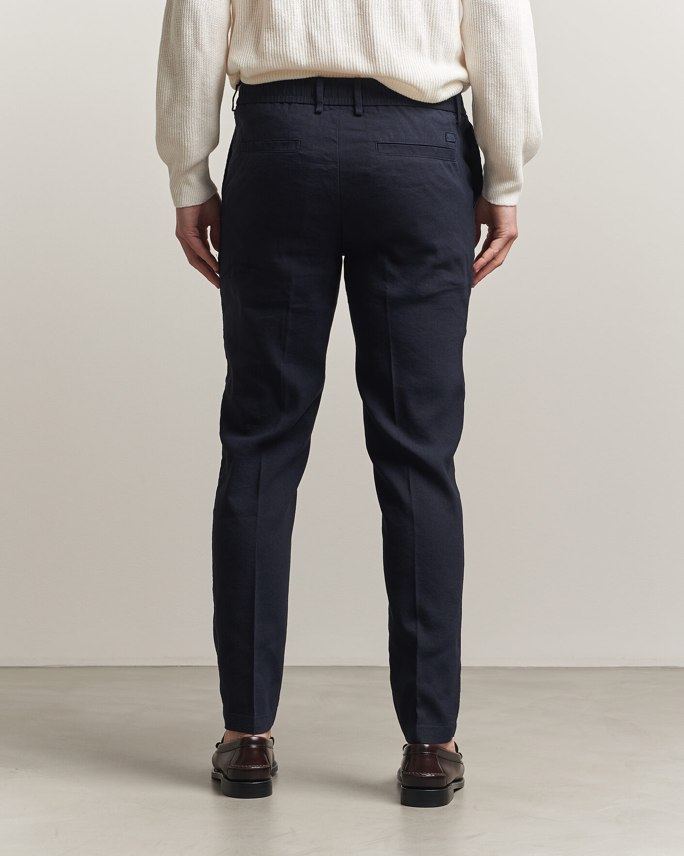 Herre | Bukser | BOSS BLACK | Kane Linen Drawstring Trousers Dark Blue