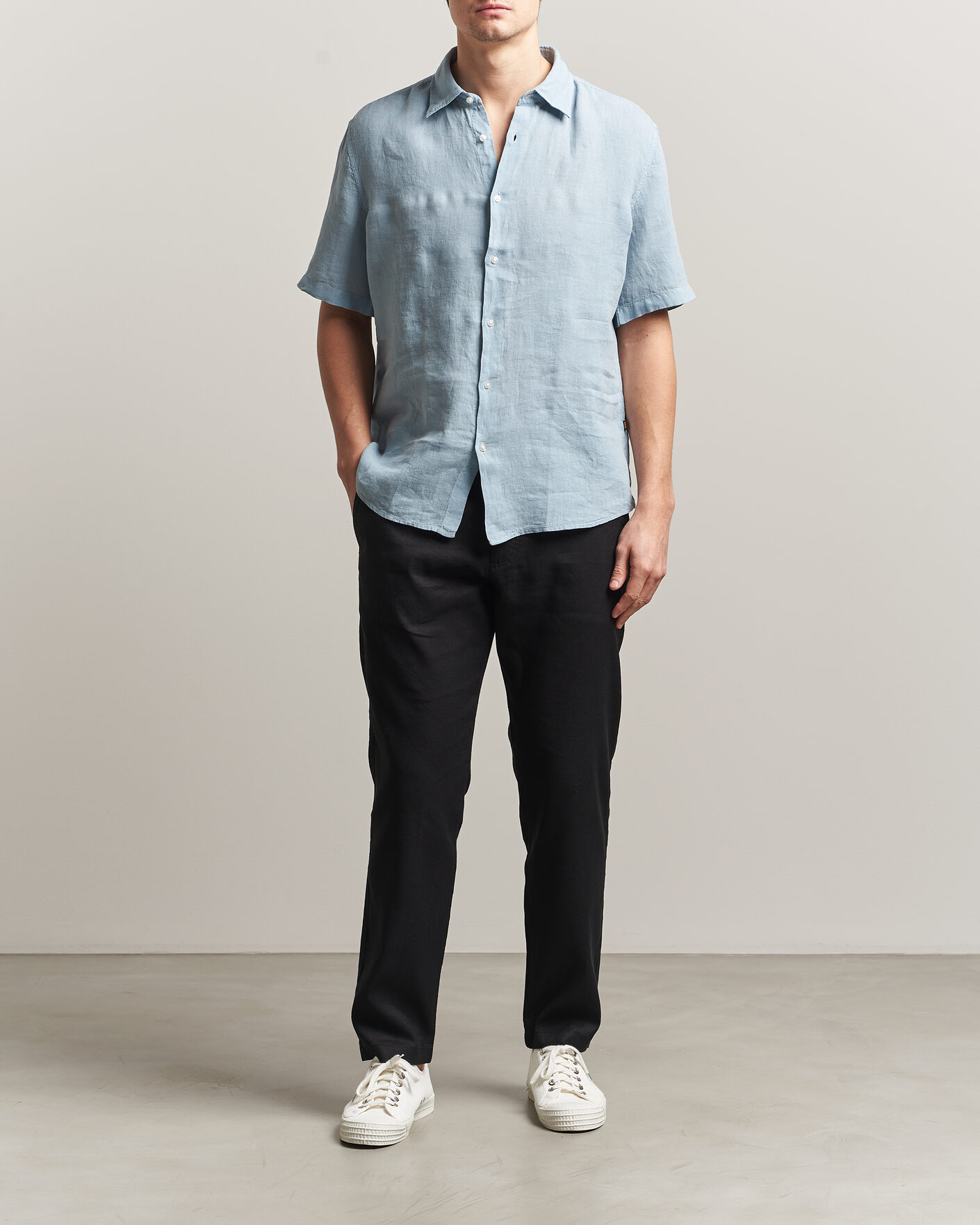 Herre | Bukser | BOSS ORANGE | Sanderson Linen Pants Black