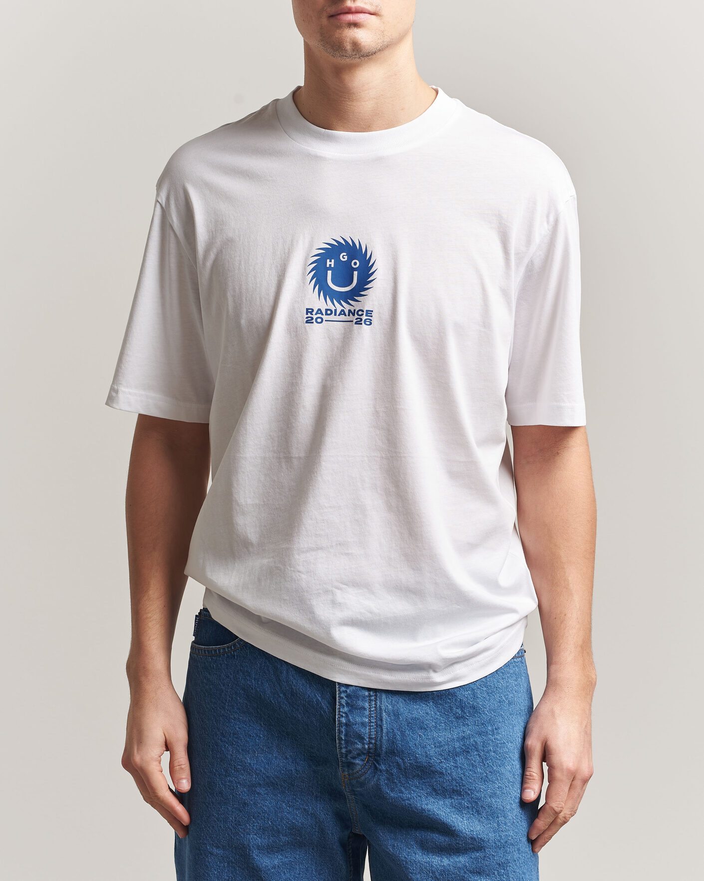 Herre | T-Shirts | HUGO | Nunarix Printed Crew Neck T-Shirt White