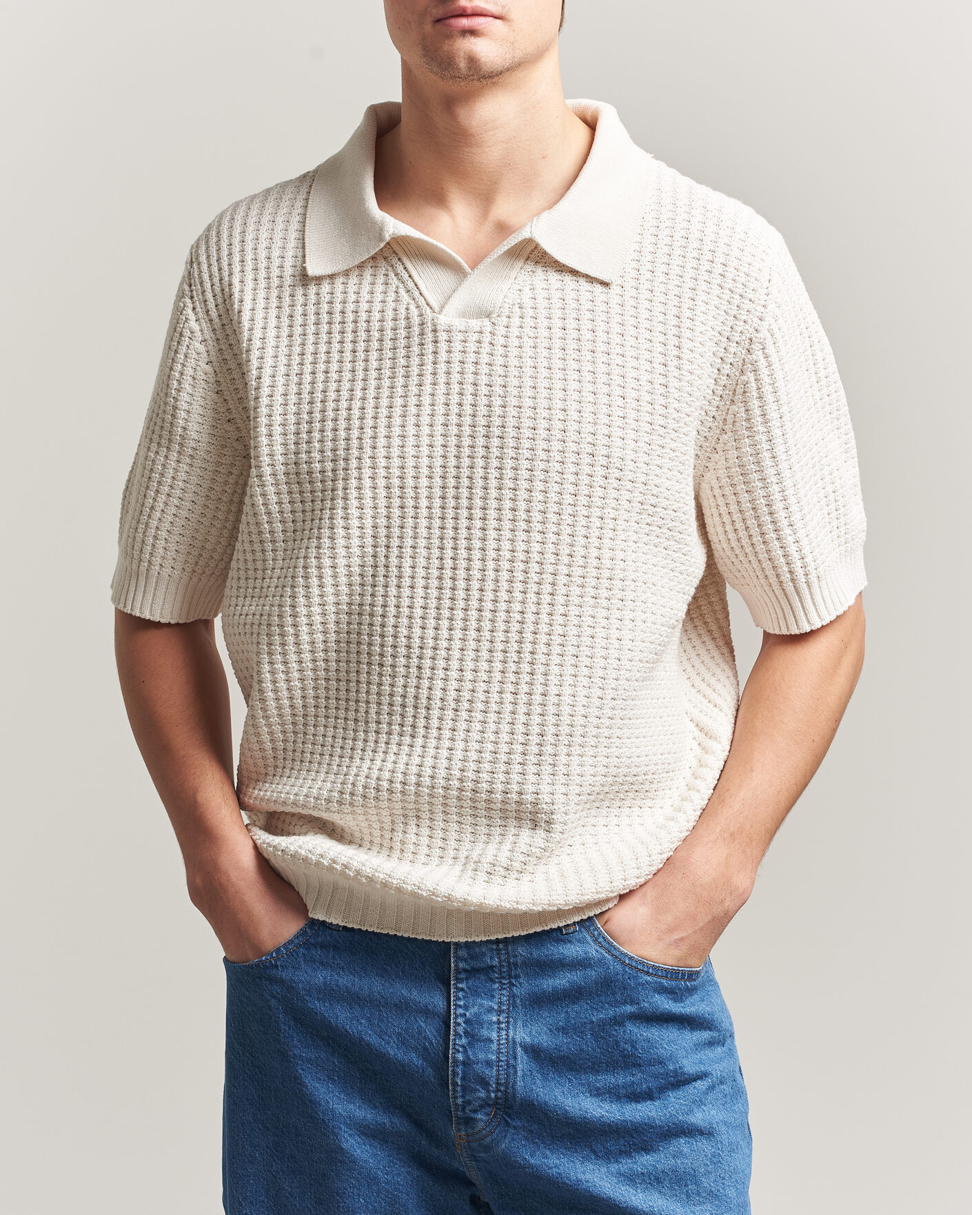 Herre | Polotrøjer | HUGO | Spero Knitted Polo Open White