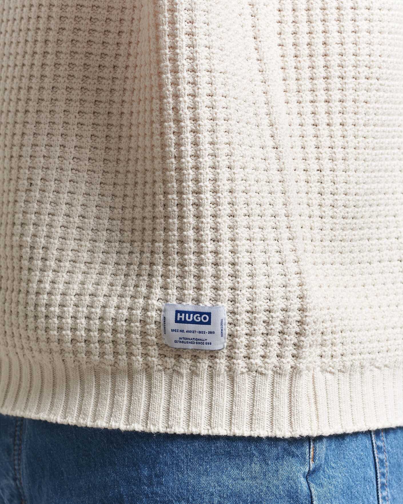 Herre | Polotrøjer | HUGO | Spero Knitted Polo Open White