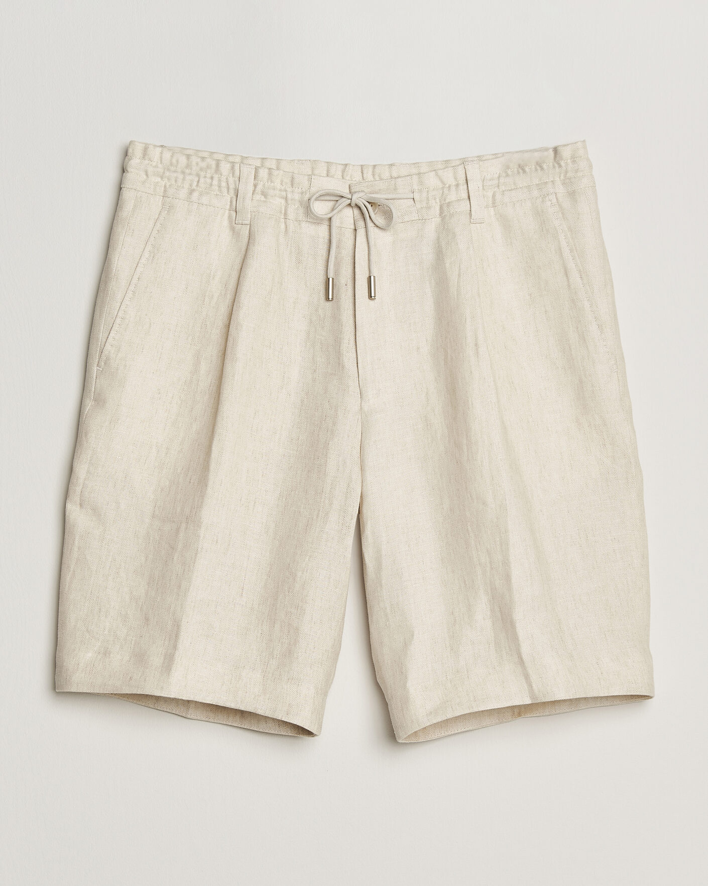 Herre | Shorts | BOSS CAMEL | Peet Linen Drawstring Shorts Open White