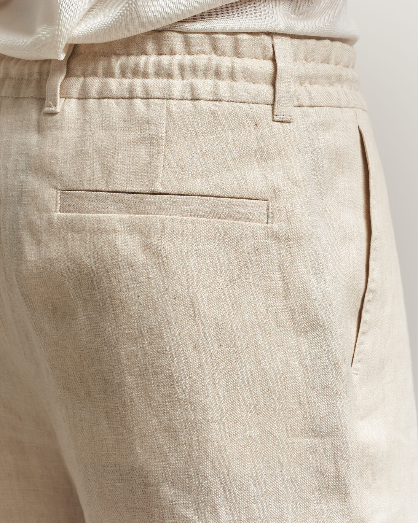 Herre | Shorts | BOSS CAMEL | Peet Linen Drawstring Shorts Open White
