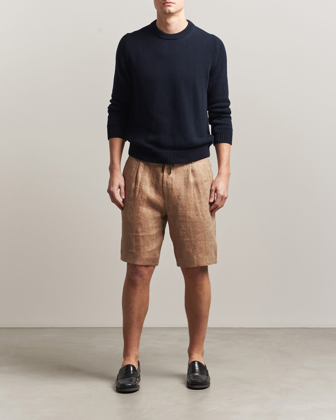 Herre | Shorts | BOSS CAMEL | Peet Linen Drawstring Shorts Medium Beige