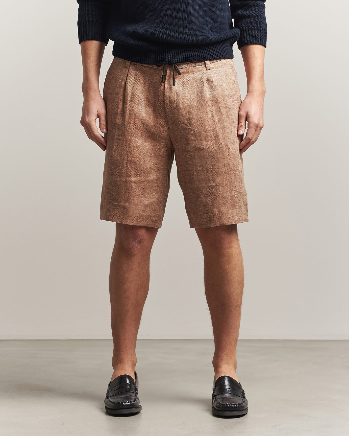 Herre | Shorts | BOSS CAMEL | Peet Linen Drawstring Shorts Medium Beige