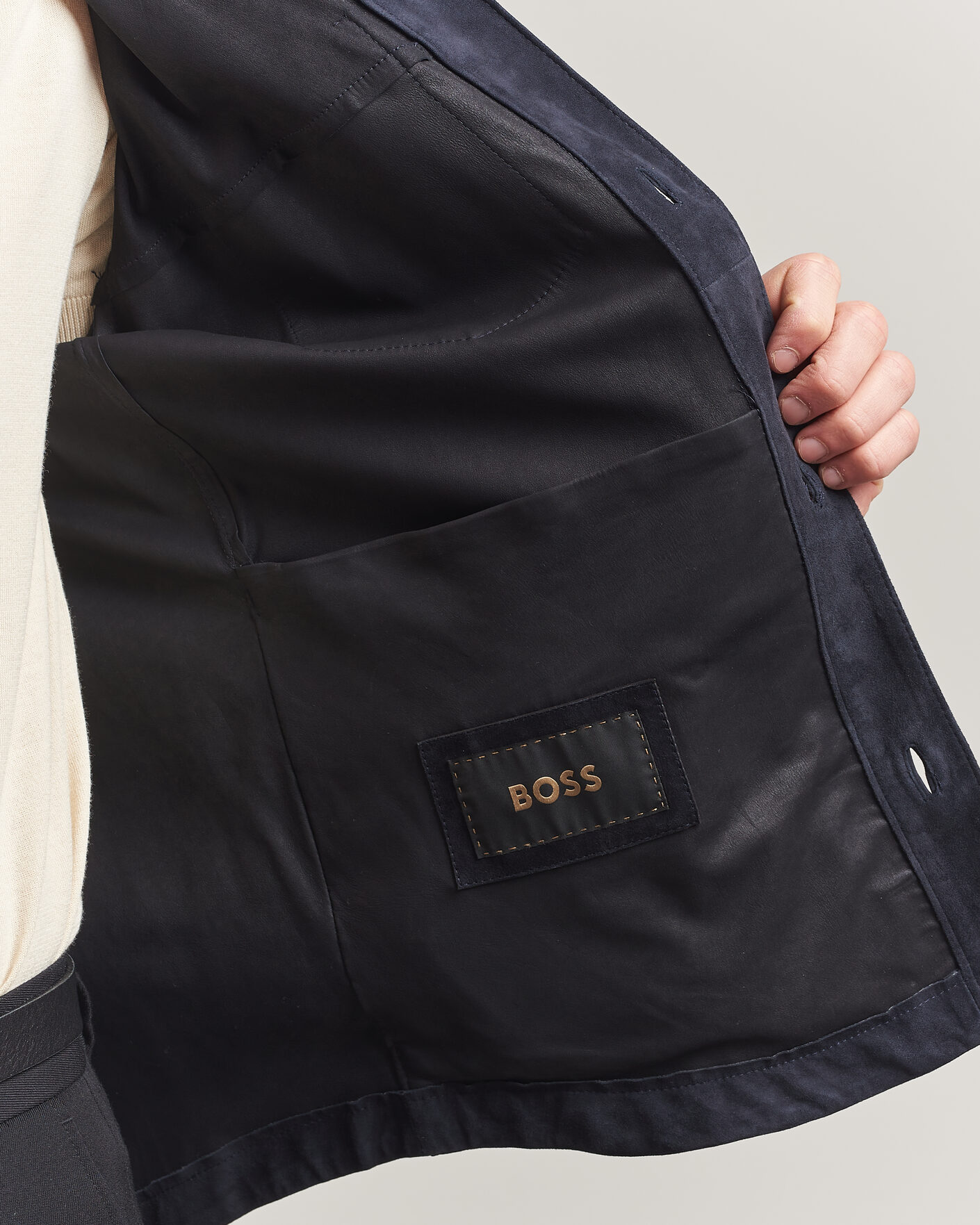 Herre | Jakker | BOSS CAMEL | Mando Suede Jacket Dark Blue