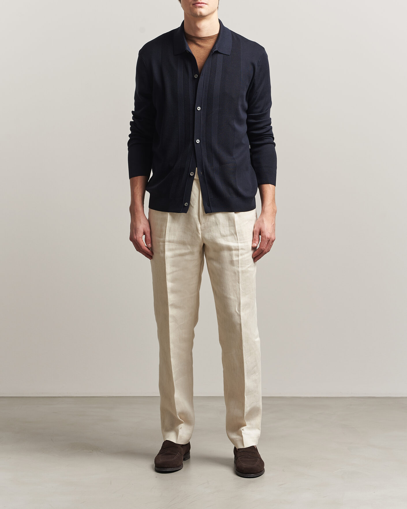Herre | Trøjer | BOSS CAMEL | Nicolo Silk Knitted Cardigan Dark Blue