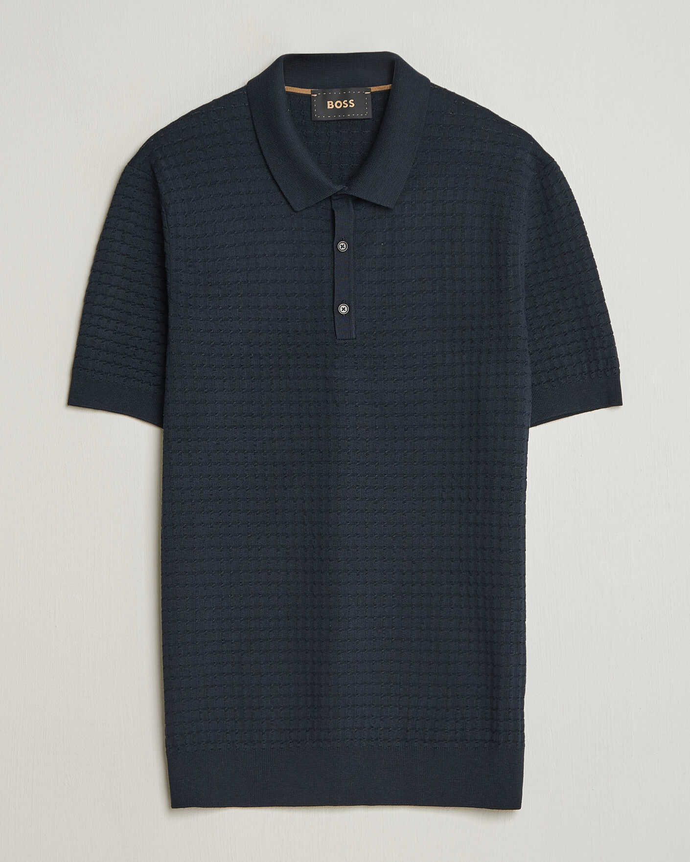 Herre | Polotrøjer | BOSS CAMEL | Nadalione Silk/Cotton Knitted Polo Dark Blue