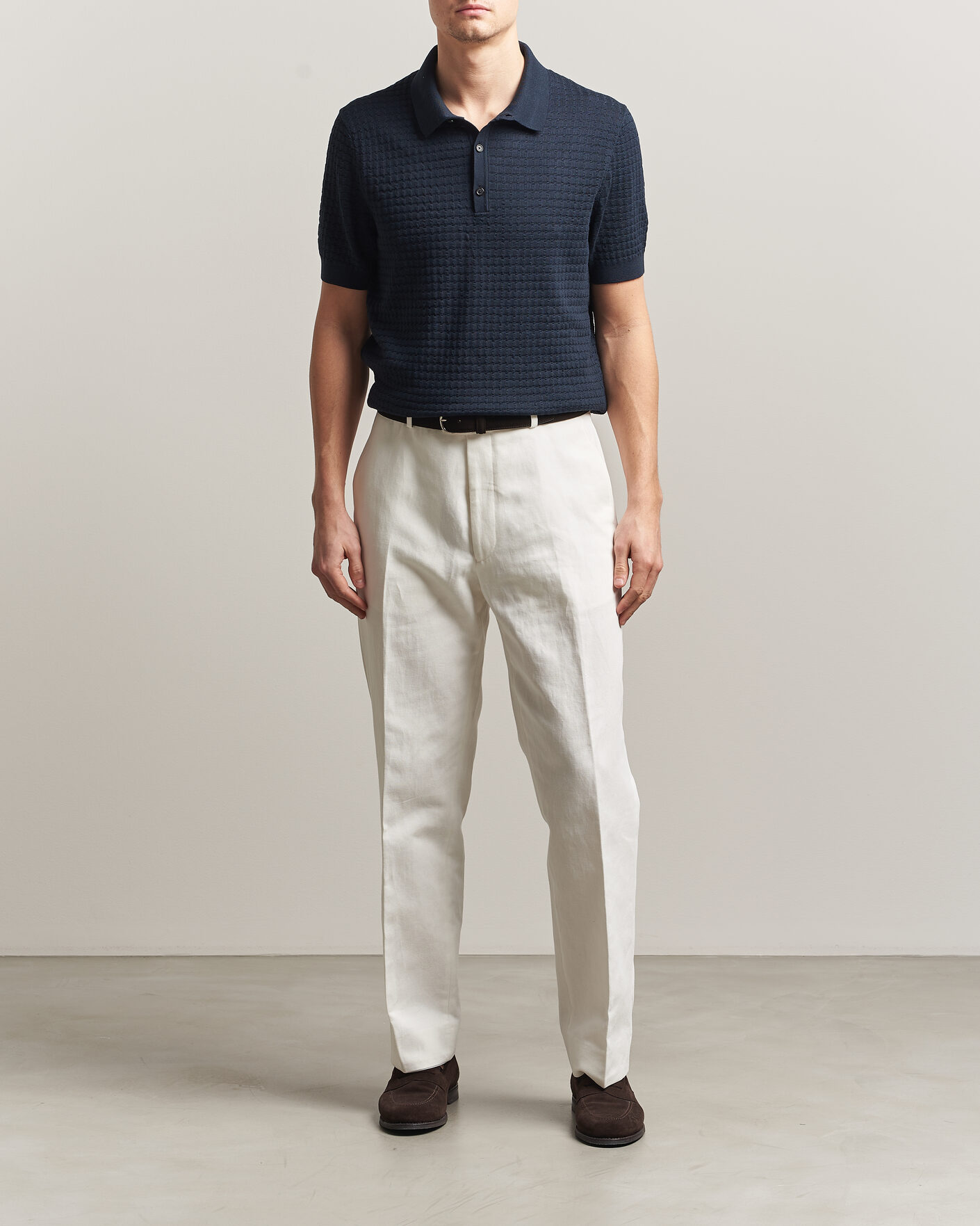 Herre | Polotrøjer | BOSS CAMEL | Nadalione Silk/Cotton Knitted Polo Dark Blue