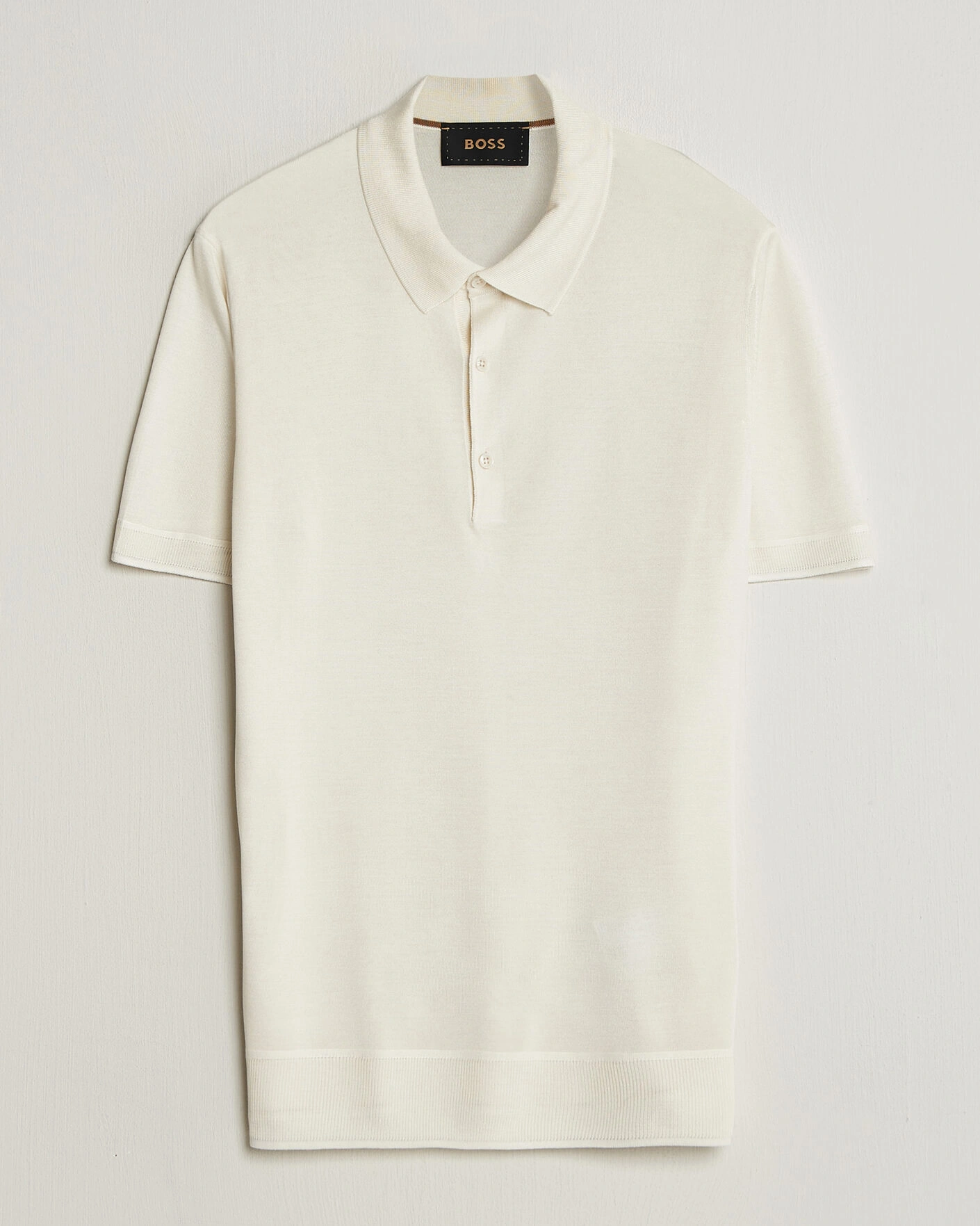 Herre | Polotrøjer | BOSS CAMEL | Novo Silk Knitted Polo Open White