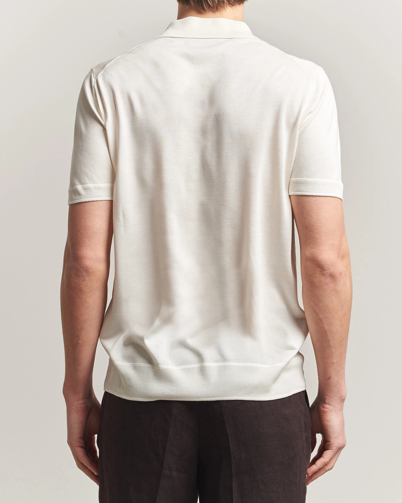 Herre | Polotrøjer | BOSS CAMEL | Novo Silk Knitted Polo Open White