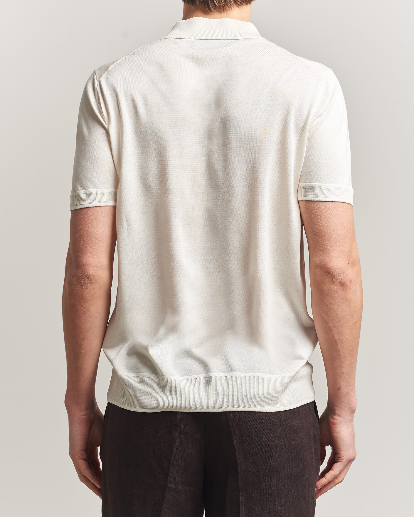Herre | Polotrøjer | BOSS CAMEL | Novo Silk Knitted Polo Open White