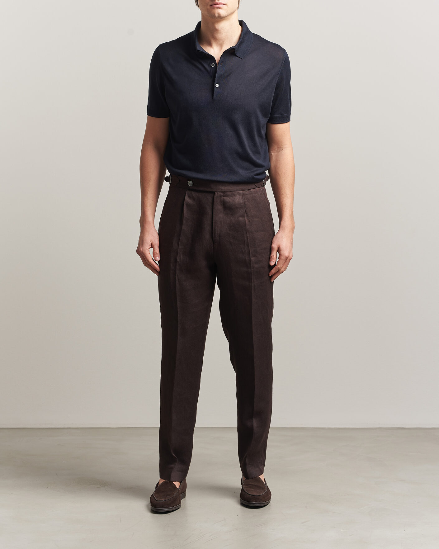 Herre | Polotrøjer | BOSS CAMEL | Novo Silk Knitted Polo Dark Blue