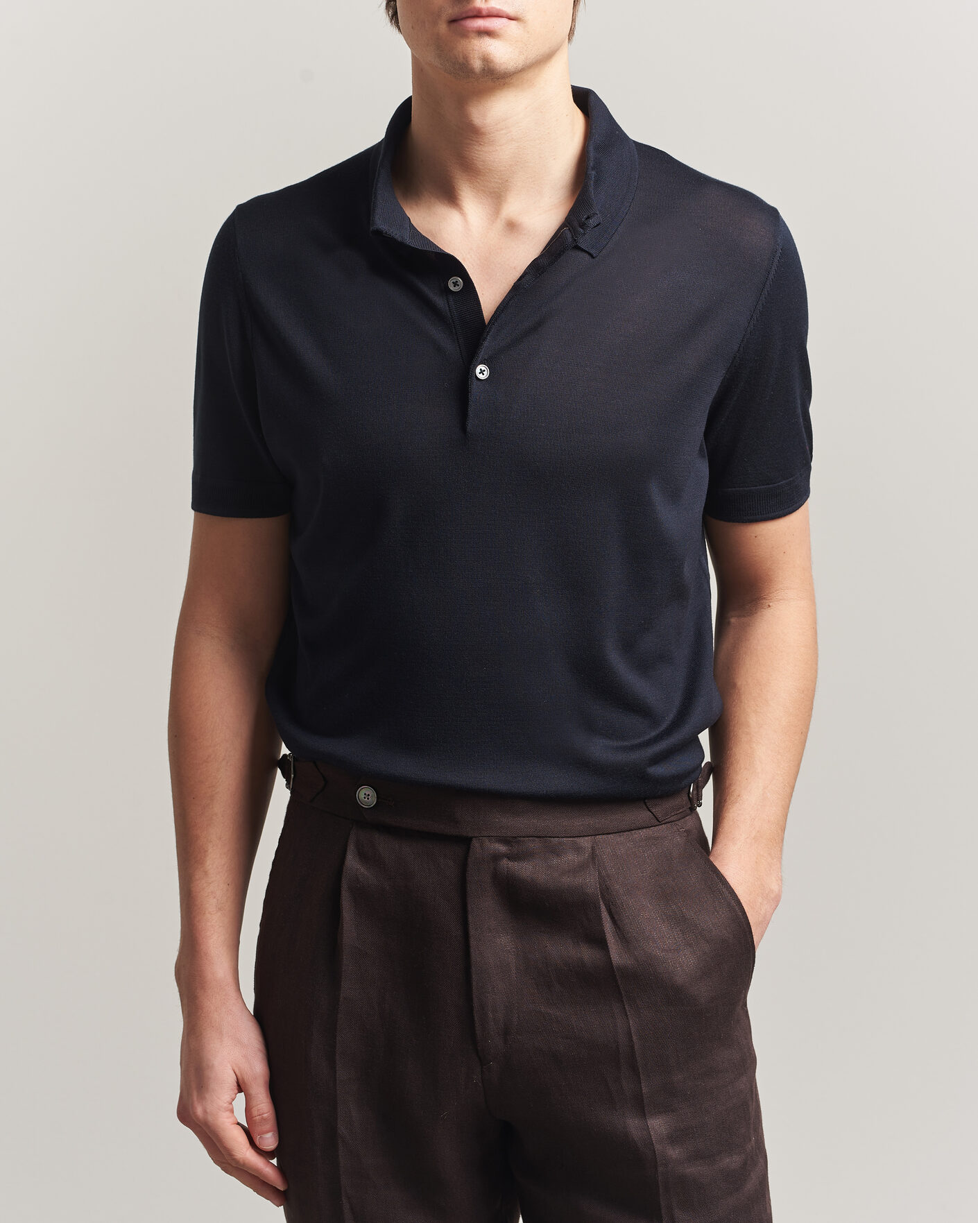 Herre | Polotrøjer | BOSS CAMEL | Novo Silk Knitted Polo Dark Blue
