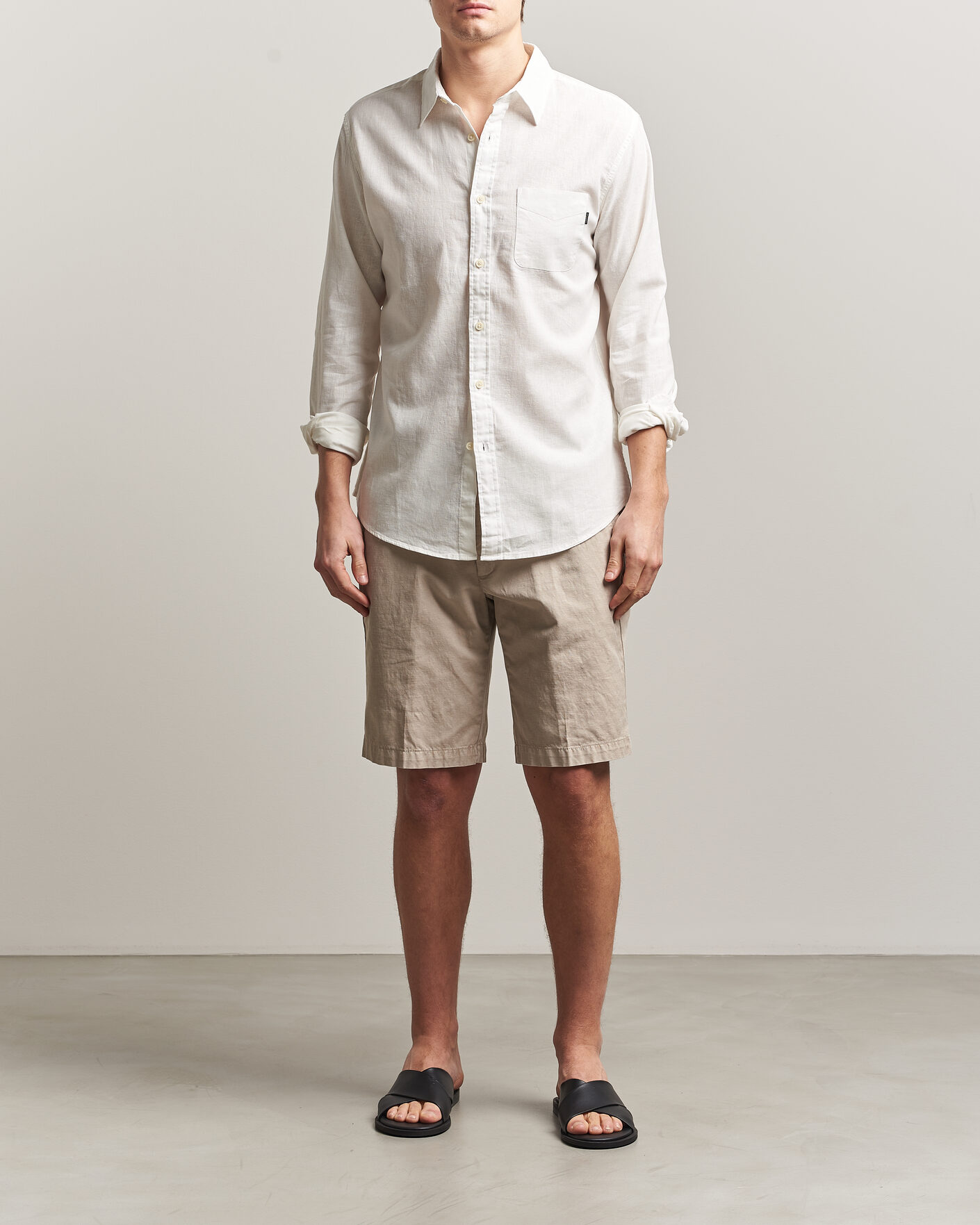 Herre | Skjorter | Dockers | Slim Linen/Cotton Shirt Undyed