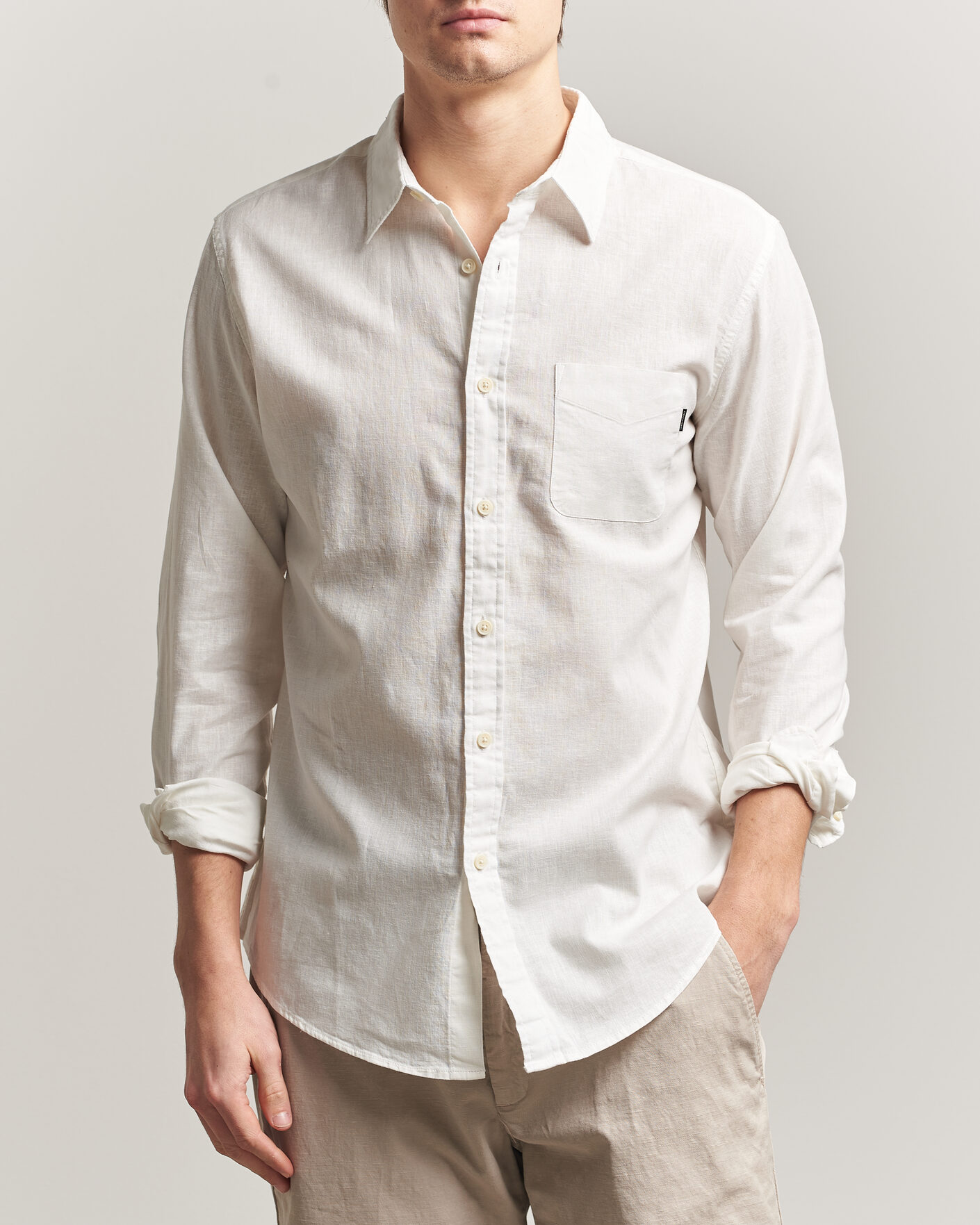 Herre | Skjorter | Dockers | Slim Linen/Cotton Shirt Undyed