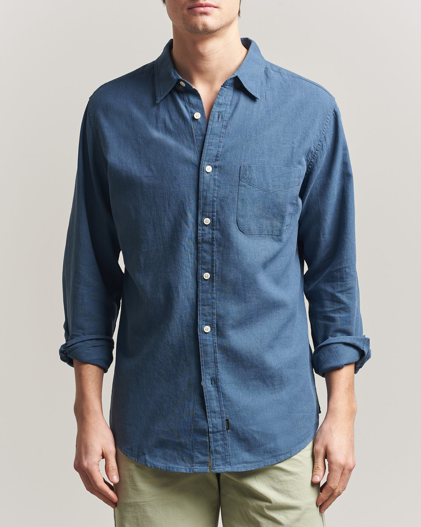 Herre | Skjorter | Dockers | Slim Linen/Cotton Shirt Bering Sea