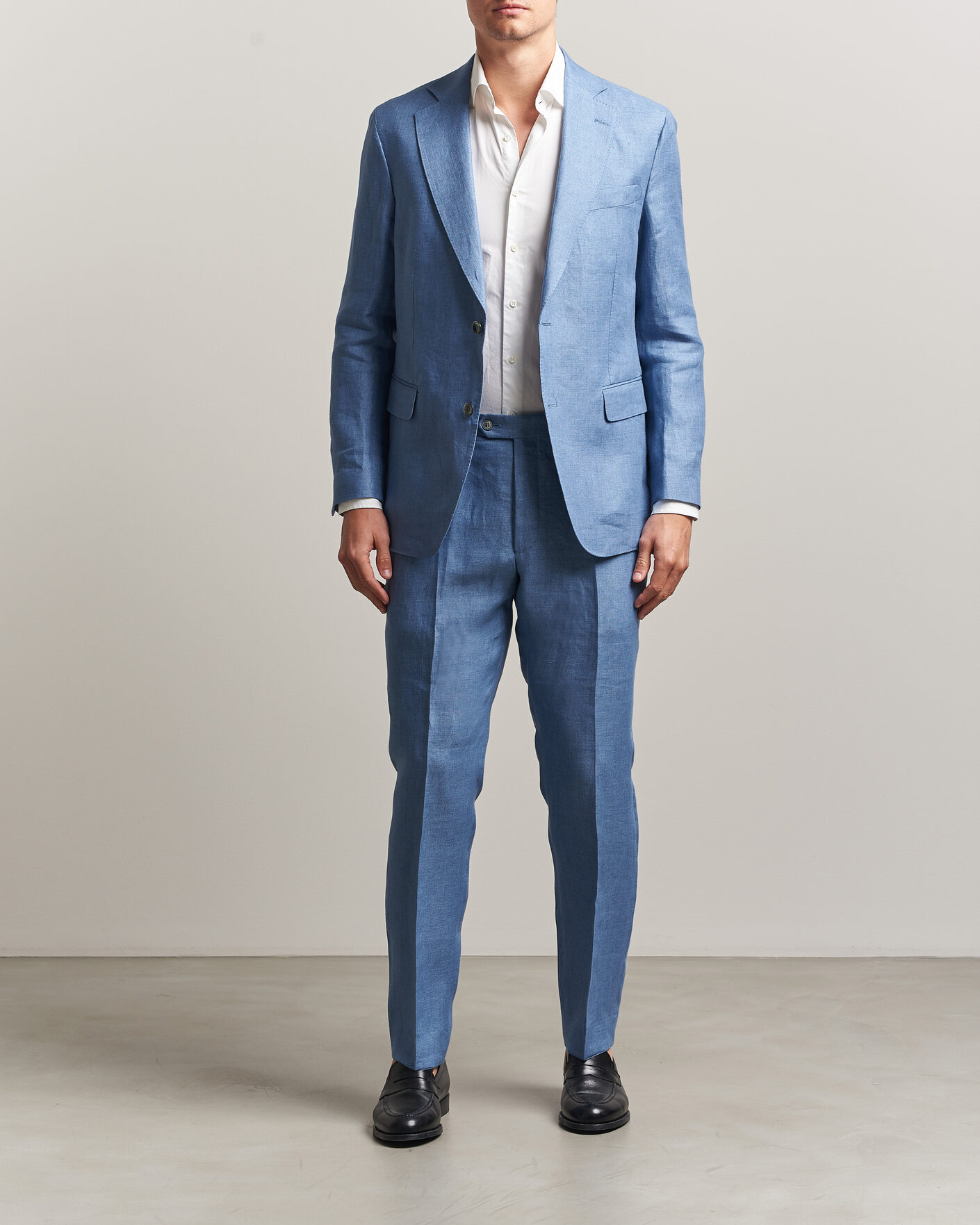 Herre | Bukser | Oscar Jacobson | Dandy Linen Trousers Light Blue