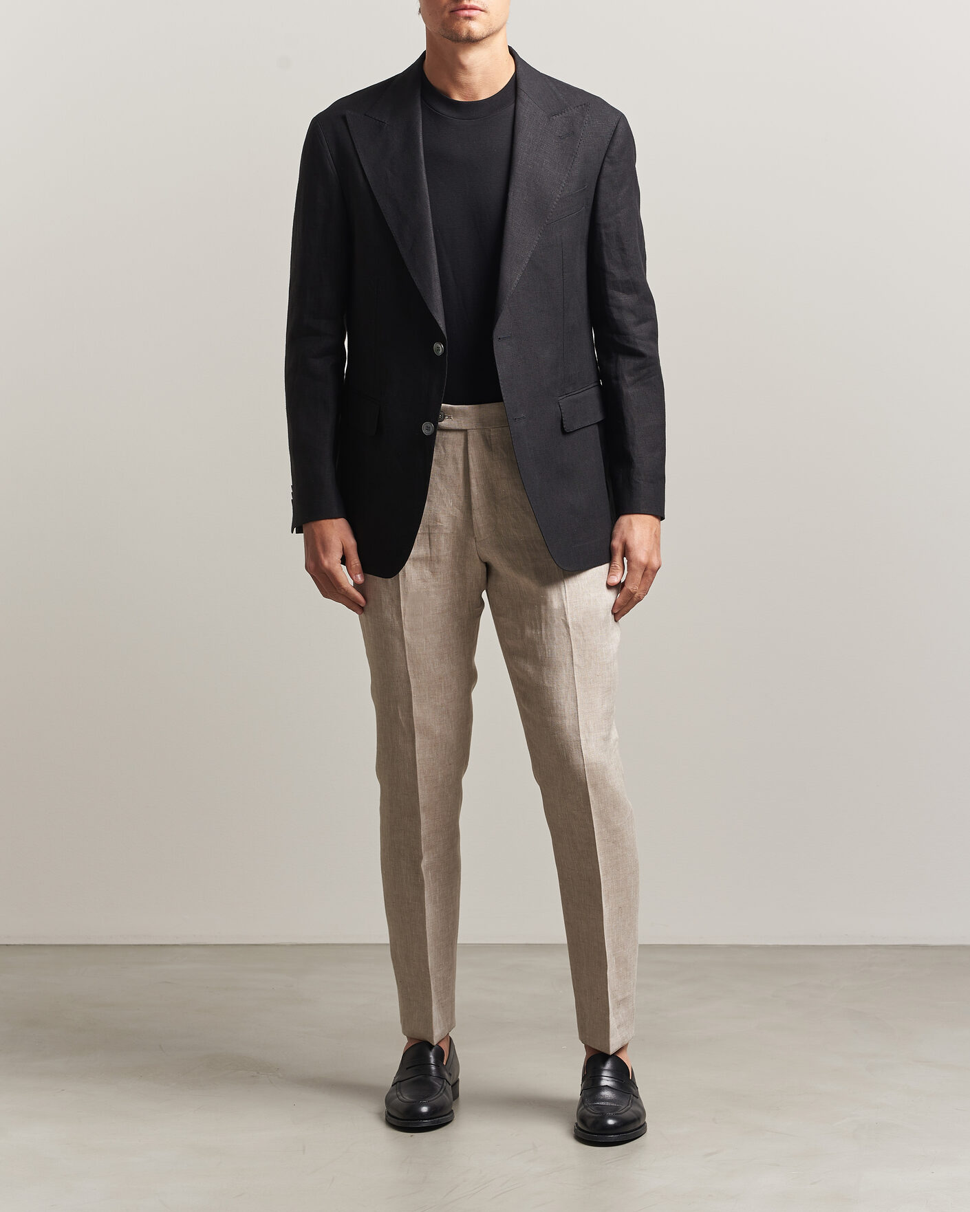 Herre | Bukser | Oscar Jacobson | Dandy Linen Trousers Beige