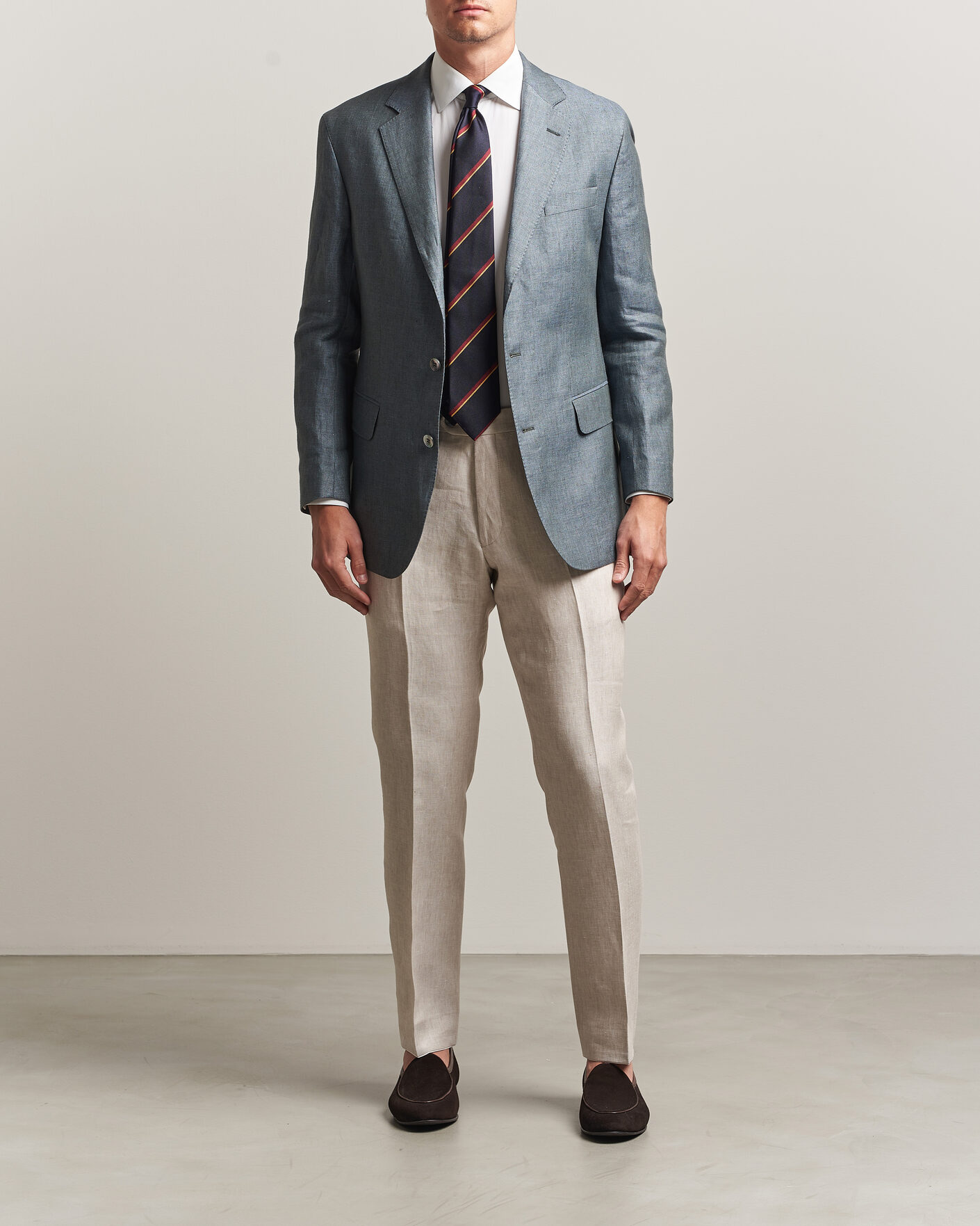 Herre | Bukser | Oscar Jacobson | Dandy Linen Trousers Off White