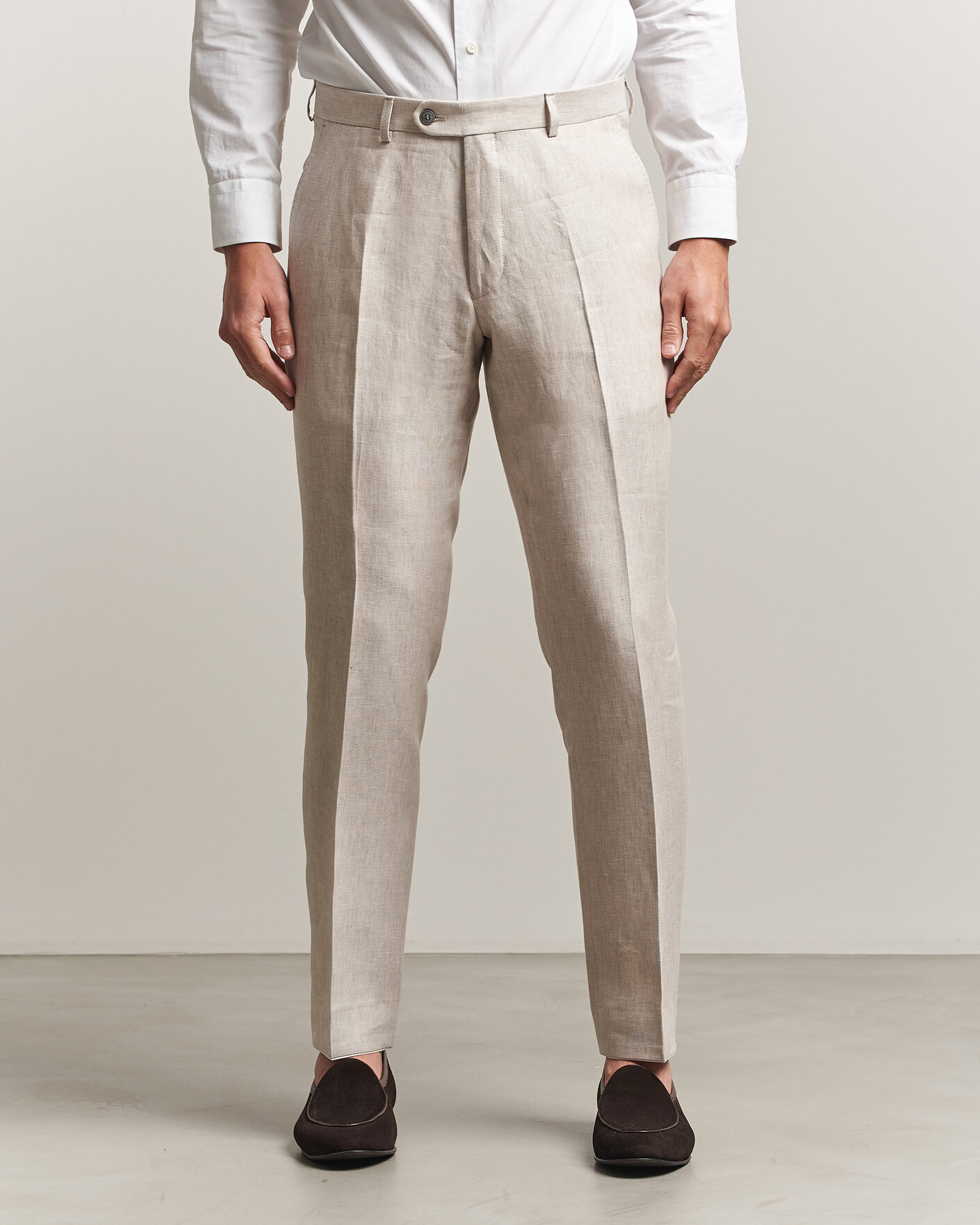 Herre | Bukser | Oscar Jacobson | Dandy Linen Trousers Off White