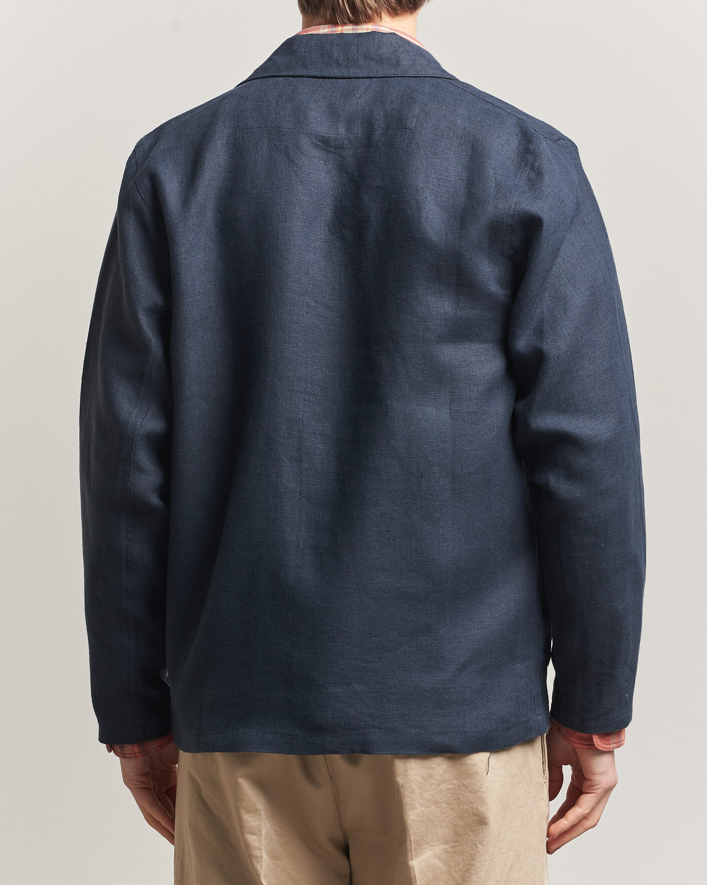 Herre | Skjorter | Peregrine | Windsor Linen Shacket Navy Stripe