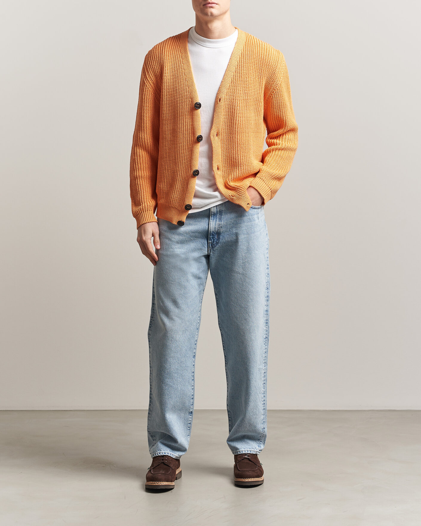 Herre | Trøjer | Peregrine | River Cotton Cardigan Apricot