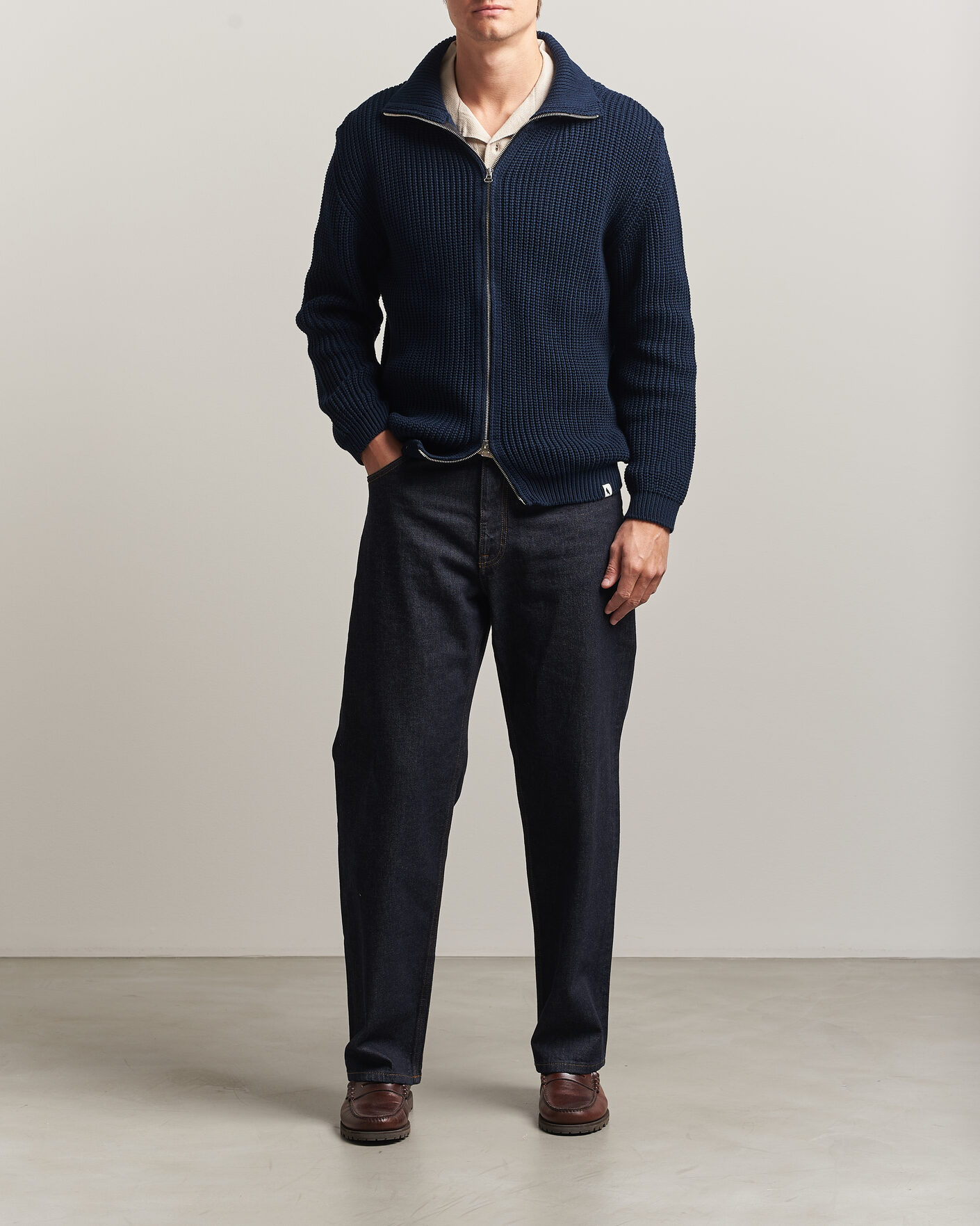 Herre | Trøjer | Peregrine | River Cotton Zip Cardigan Navy
