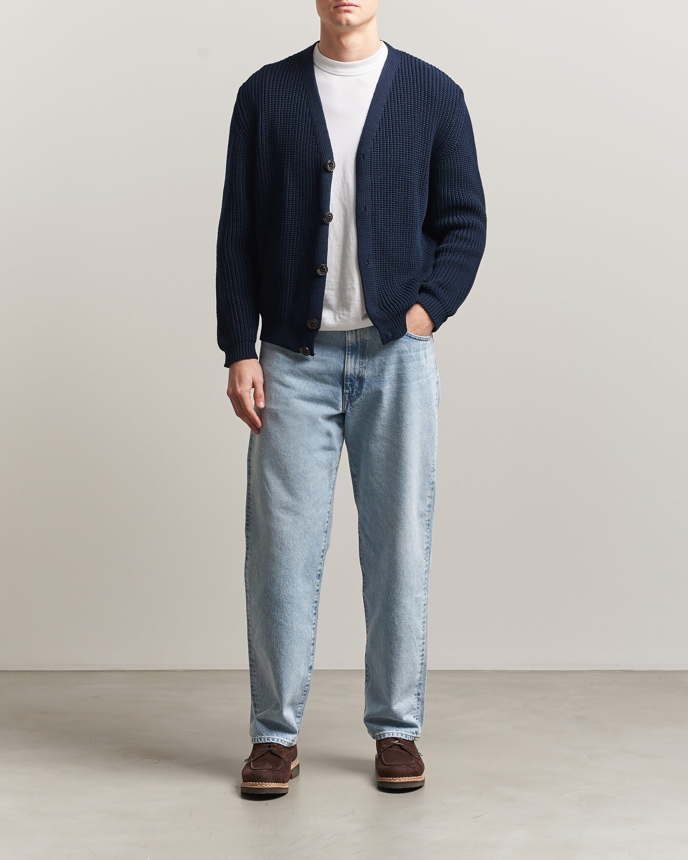 Herre | Trøjer | Peregrine | River Cotton Cardigan Navy