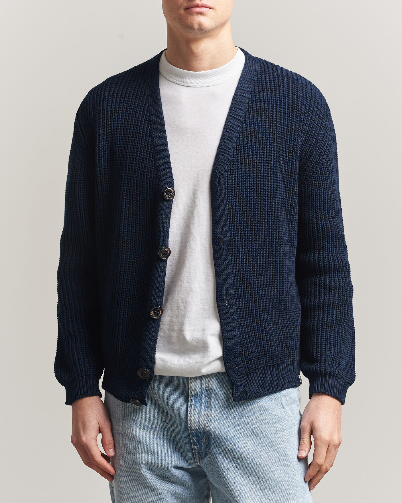 Herre | Trøjer | Peregrine | River Cotton Cardigan Navy