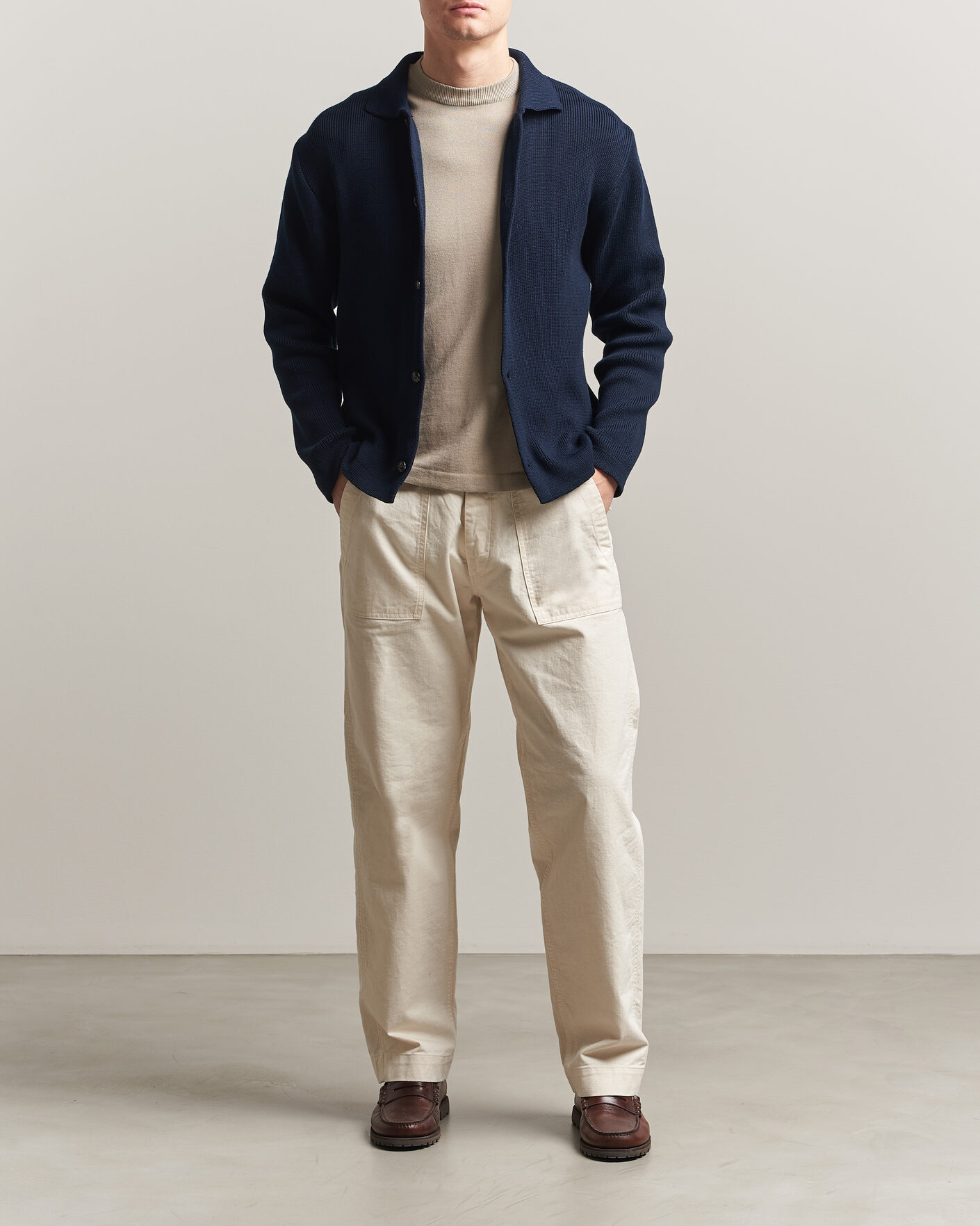Herre | Trøjer | Peregrine | River Knitted Cotton Schacket Navy