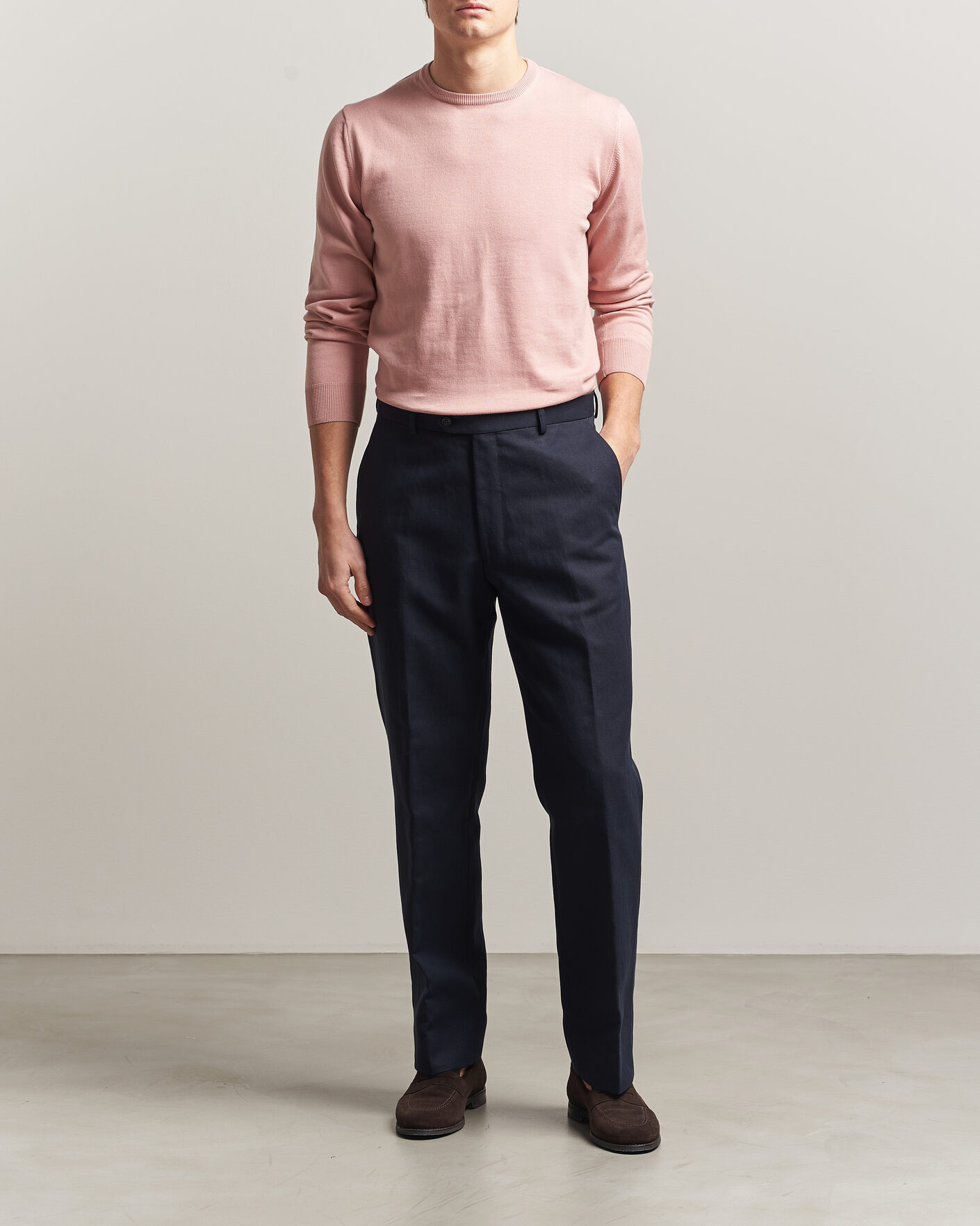 Herre | Trøjer | Morgano | Supersoft Egyptian Cotton Crew Neck Soft Pink