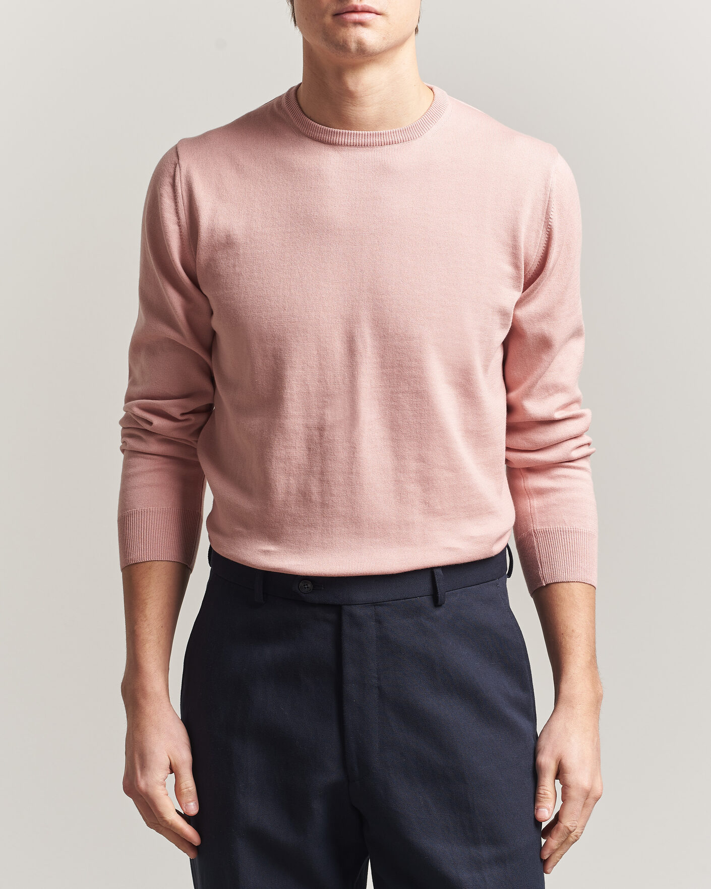 Herre | Trøjer | Morgano | Supersoft Egyptian Cotton Crew Neck Soft Pink