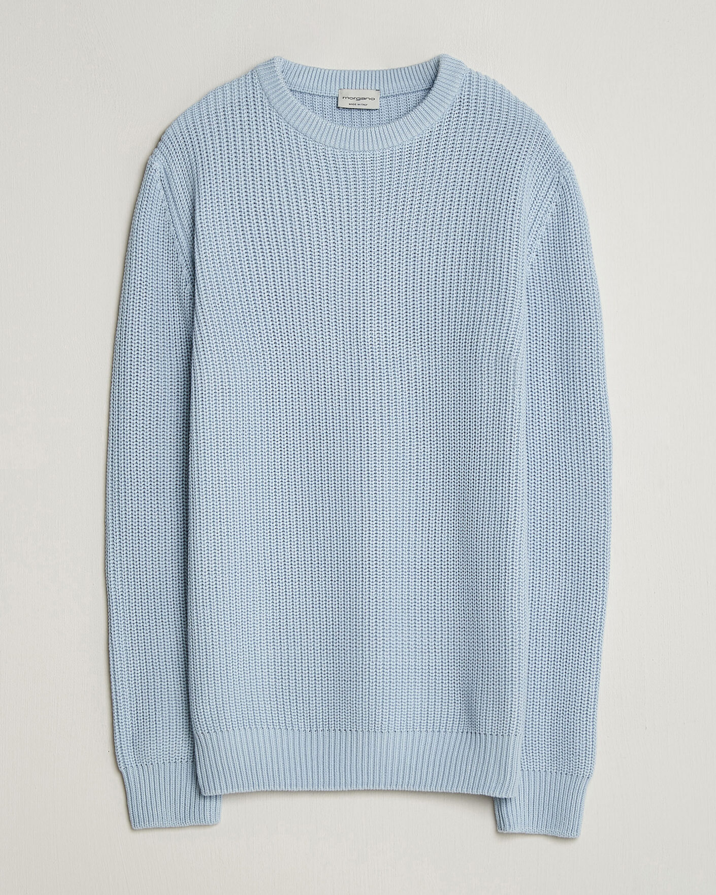 Herre | Trøjer | Morgano | Supersoft Egyptian Cotton Fisher Man Crew Light Blue