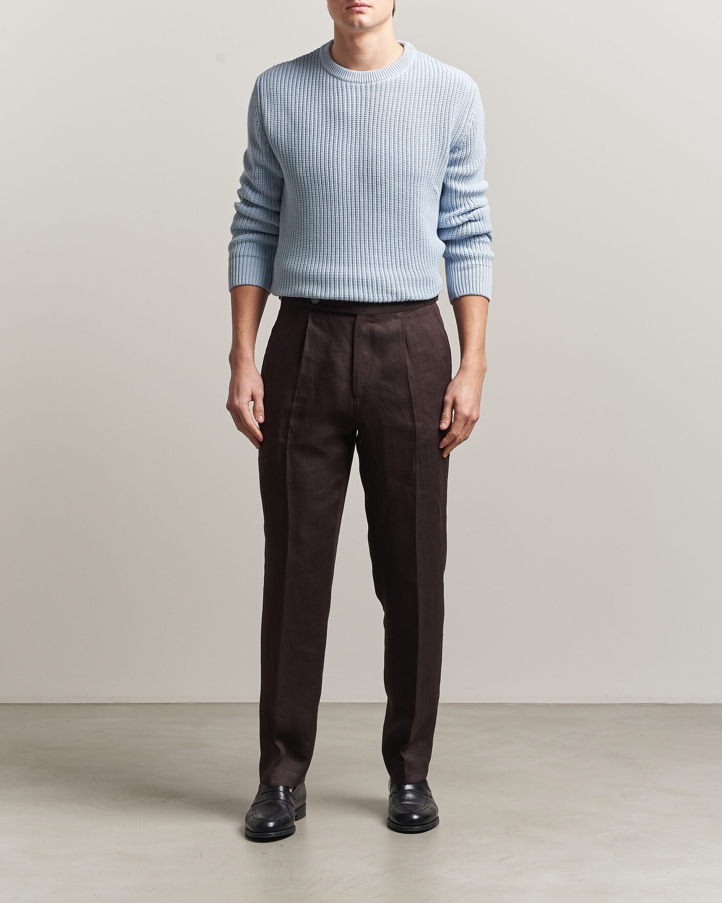 Herre | Trøjer | Morgano | Supersoft Egyptian Cotton Fisher Man Crew Light Blue