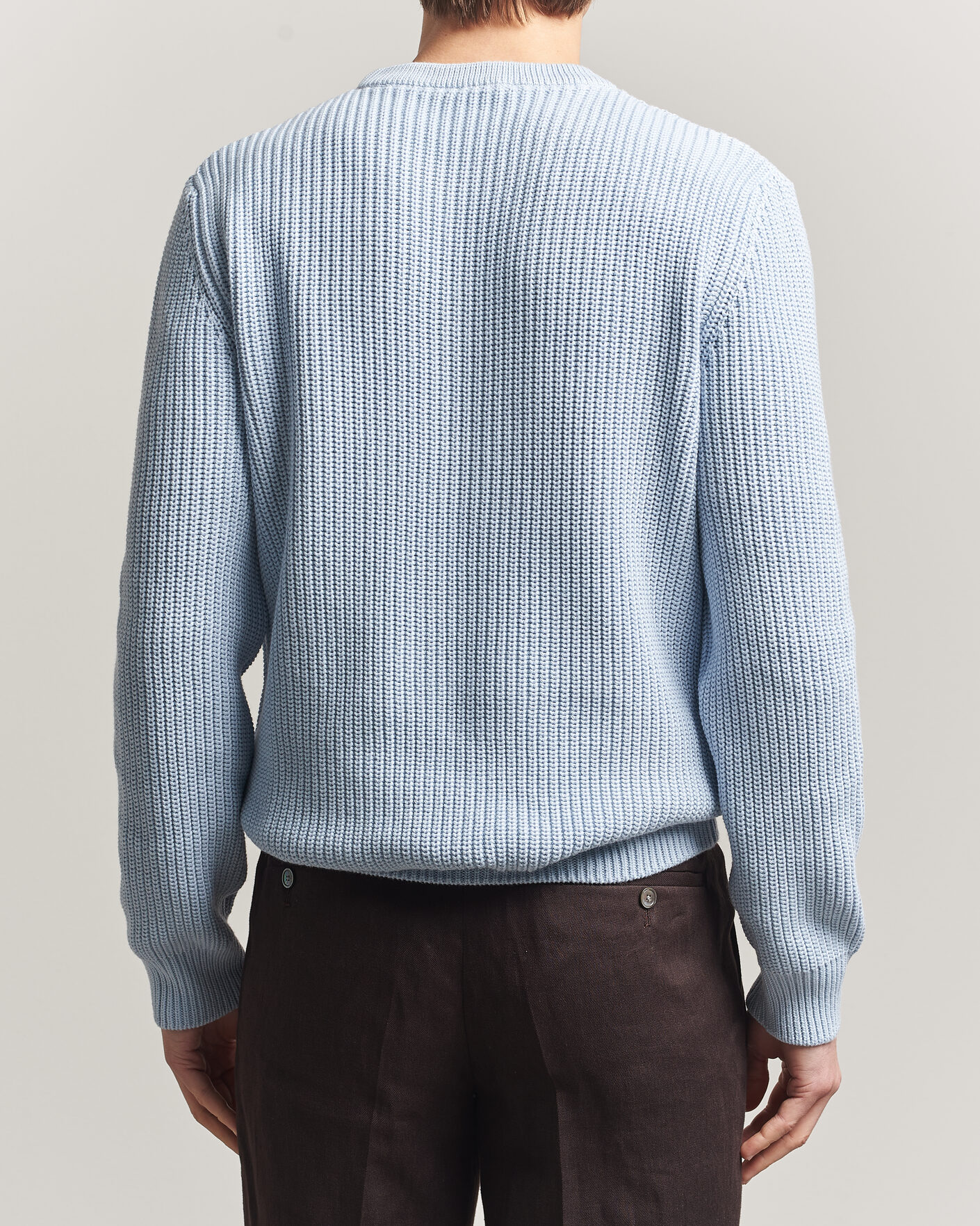 Herre | Trøjer | Morgano | Supersoft Egyptian Cotton Fisher Man Crew Light Blue