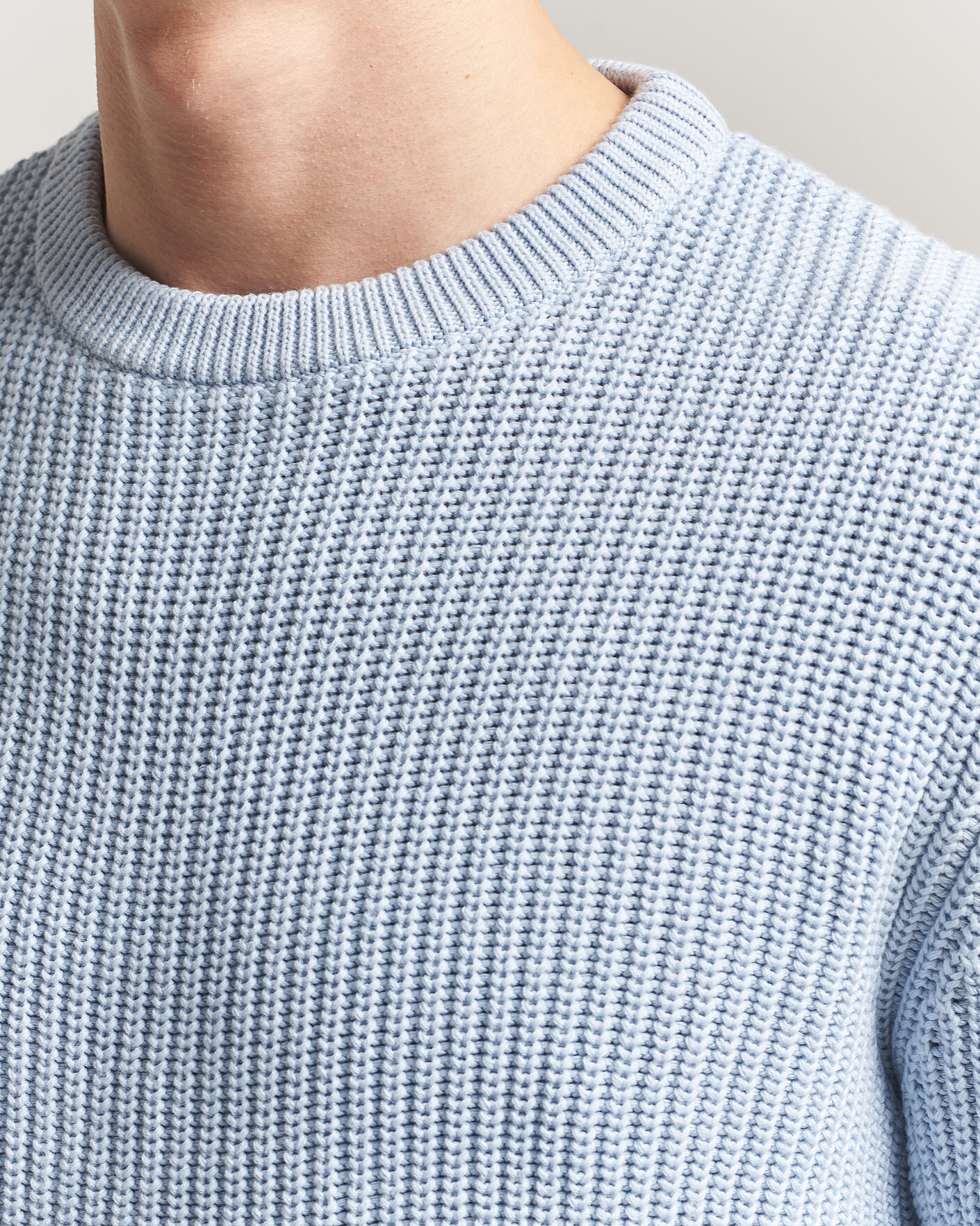 Herre | Trøjer | Morgano | Supersoft Egyptian Cotton Fisher Man Crew Light Blue