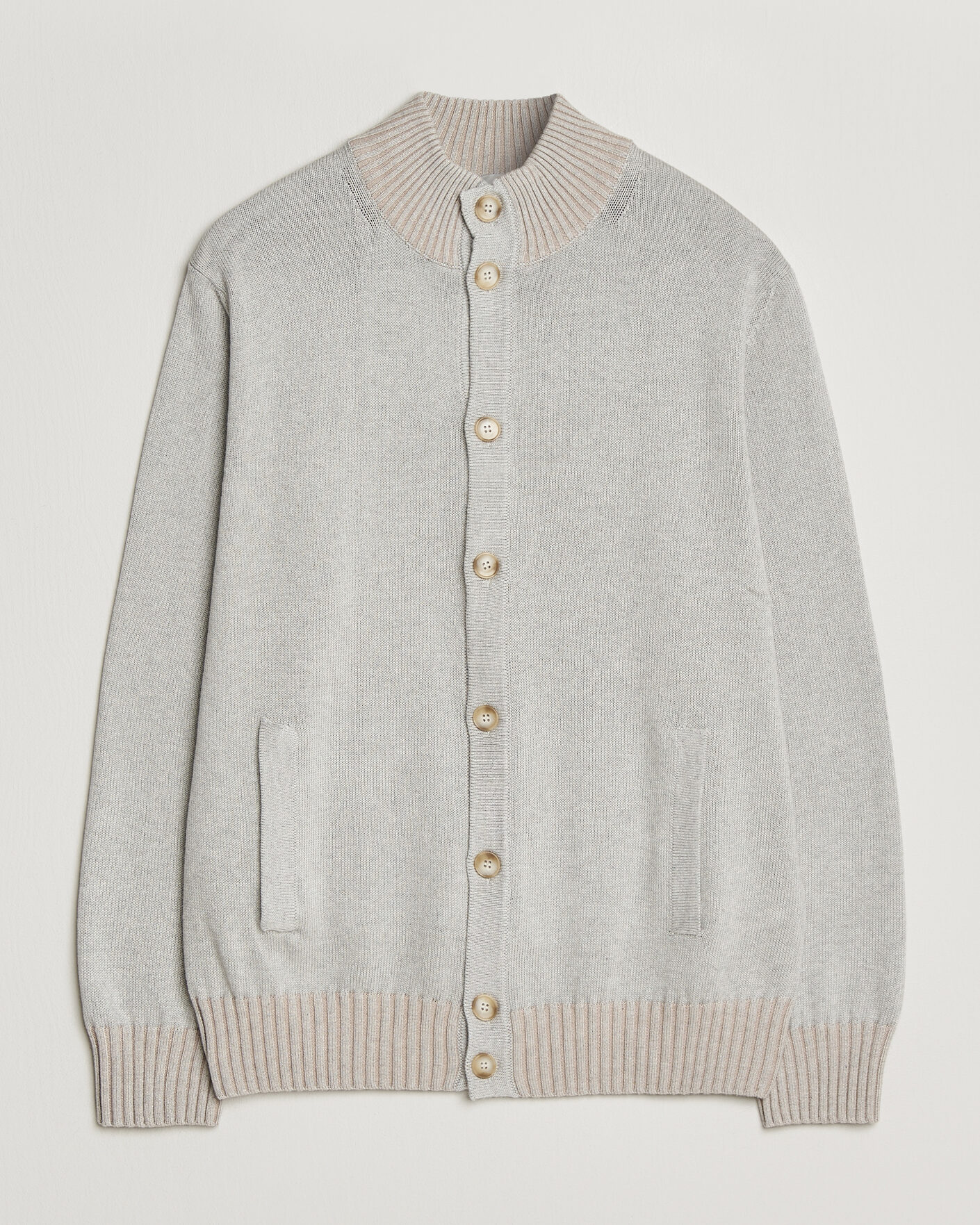 Herre | Trøjer | Morgano | Cotton/Cashmere Knitted Cardigan Light Grey