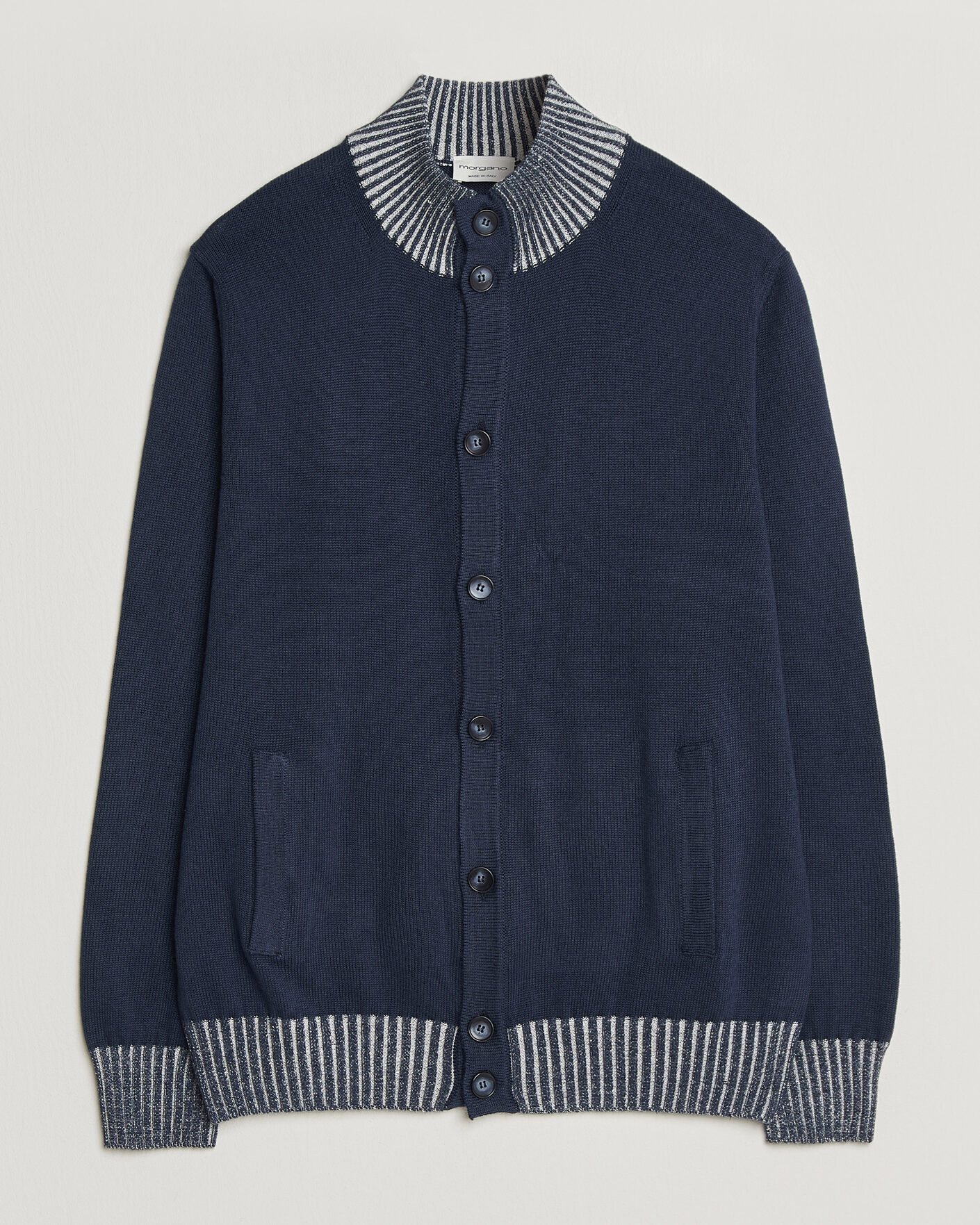 Herre | Trøjer | Morgano | Cotton/Cashmere Knitted Cardigan Navy