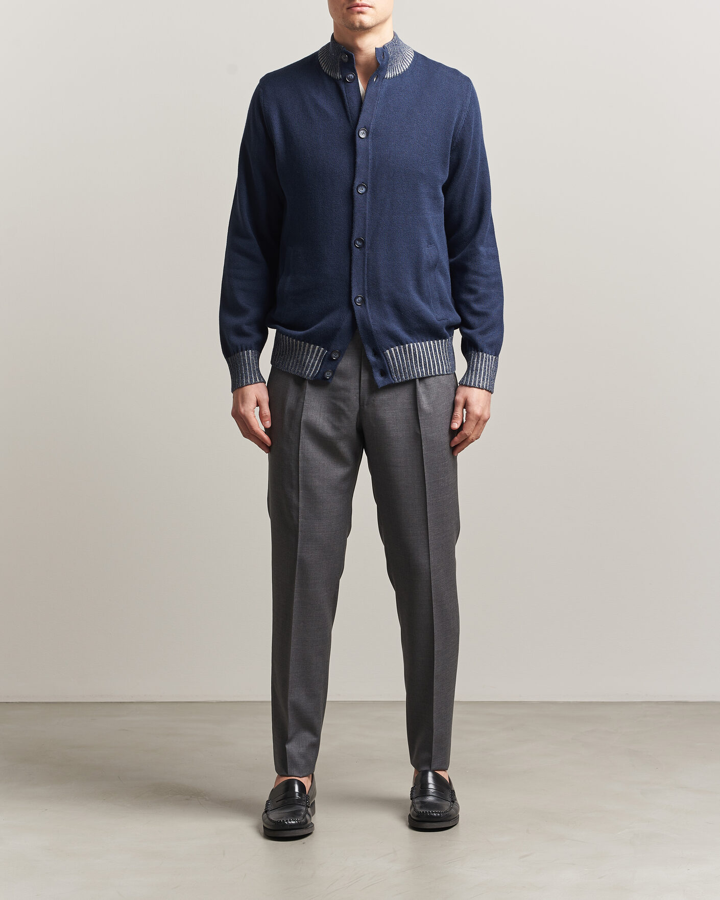 Herre | Trøjer | Morgano | Cotton/Cashmere Knitted Cardigan Navy