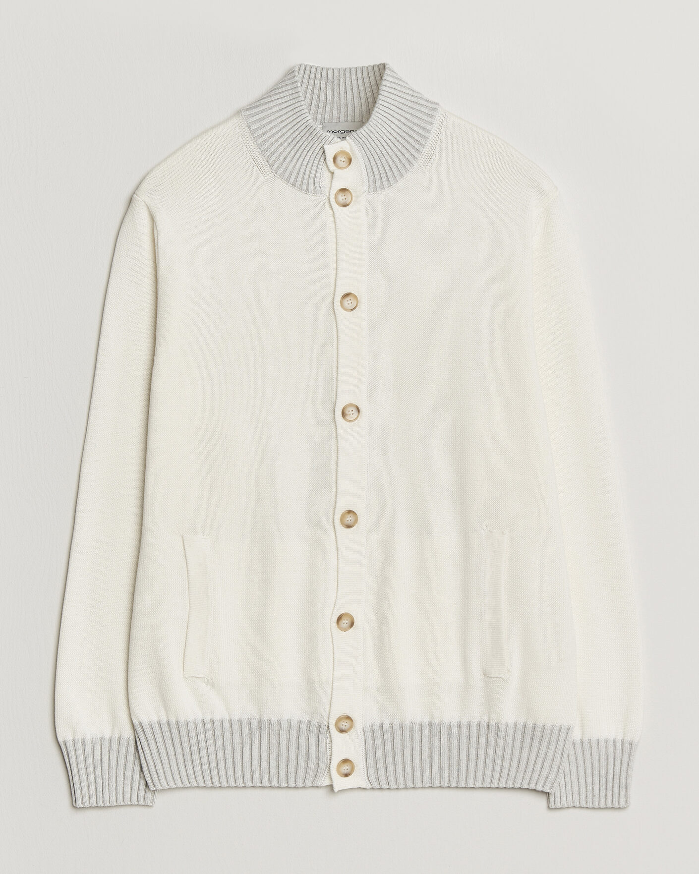 Herre | Trøjer | Morgano | Cotton/Cashmere Knitted Cardigan Cream