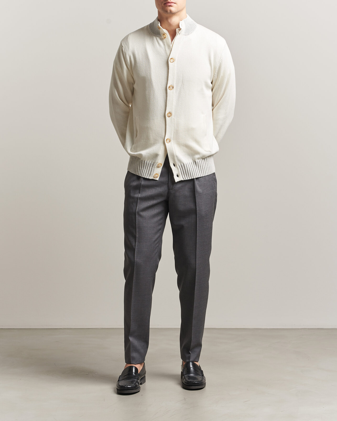 Herre | Trøjer | Morgano | Cotton/Cashmere Knitted Cardigan Cream