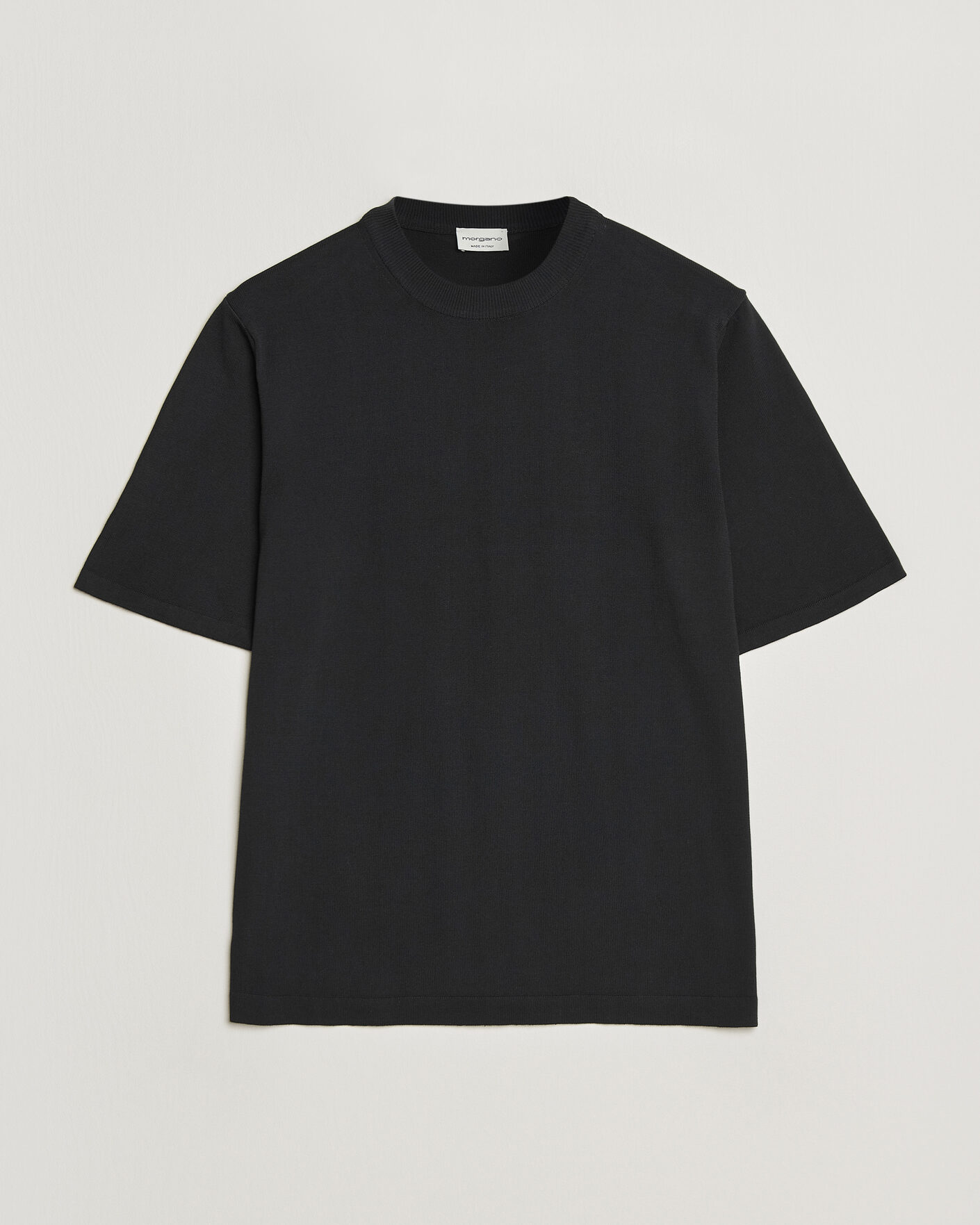 Herre | T-Shirts | Morgano | Knitted Cotton Crepe T-Shirt Black