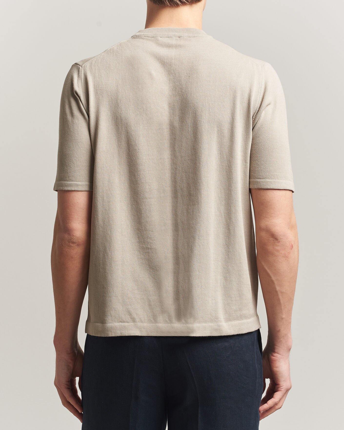 Herre | T-Shirts | Morgano | Knitted Cotton Crepe T-Shirt Beige